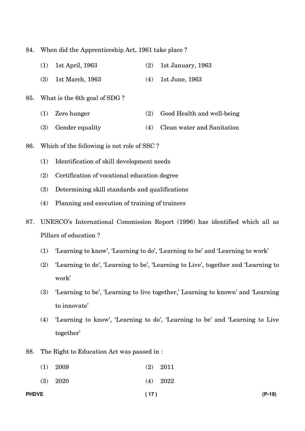IGNOU PhD Entrance Test Ph. D. (Vocational Education) Entrance Test, July, 2023 Question Paper - Page 18