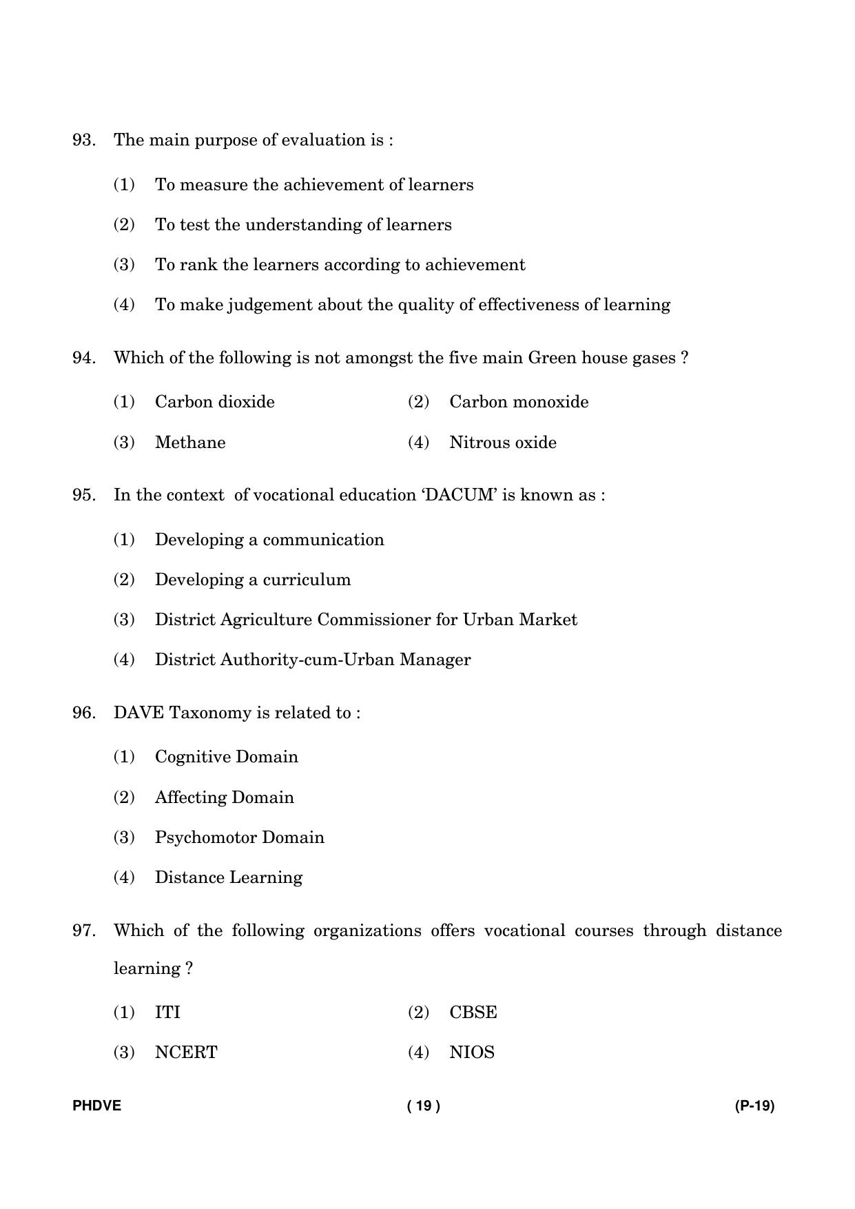 IGNOU PhD Entrance Test Ph. D. (Vocational Education) Entrance Test, July, 2023 Question Paper - Page 20