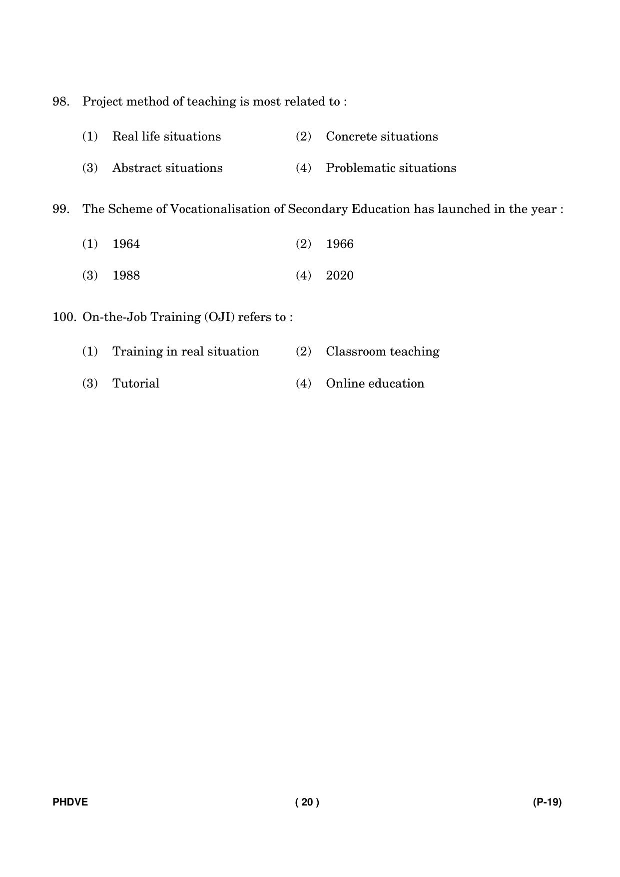 IGNOU PhD Entrance Test Ph. D. (Vocational Education) Entrance Test, July, 2023 Question Paper - Page 21