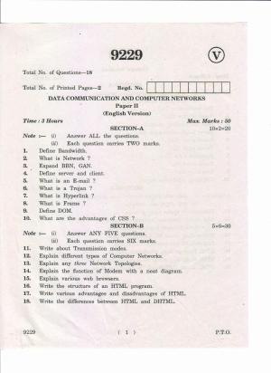AP Inter 2nd Year Data Communication and Computer Networks-II March-2019-Vocational Question Paper