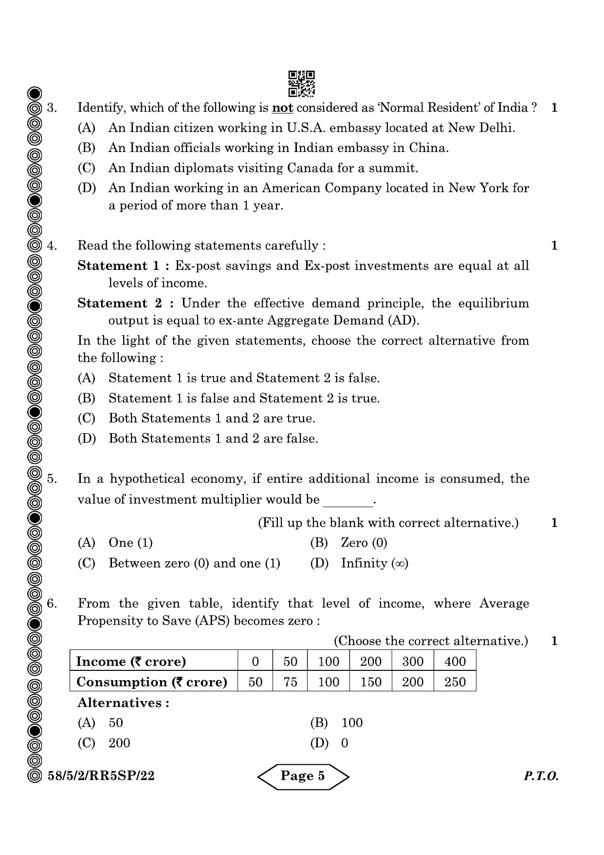 CBSE Class 12 58-5-2 Economics 2024 Question Paper - Page 5