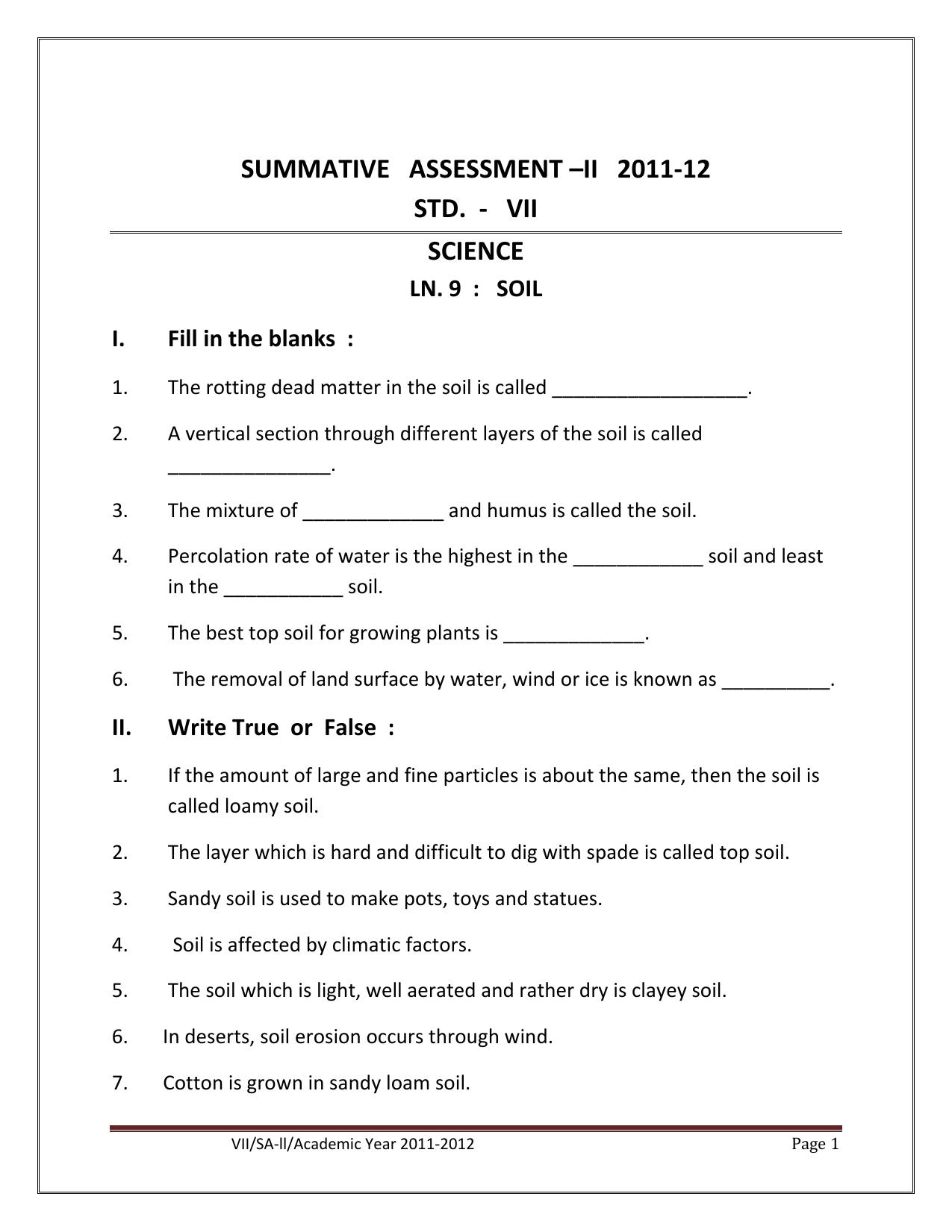 CBSE Worksheets for Class 7 Science Assignment 3 - Page 1