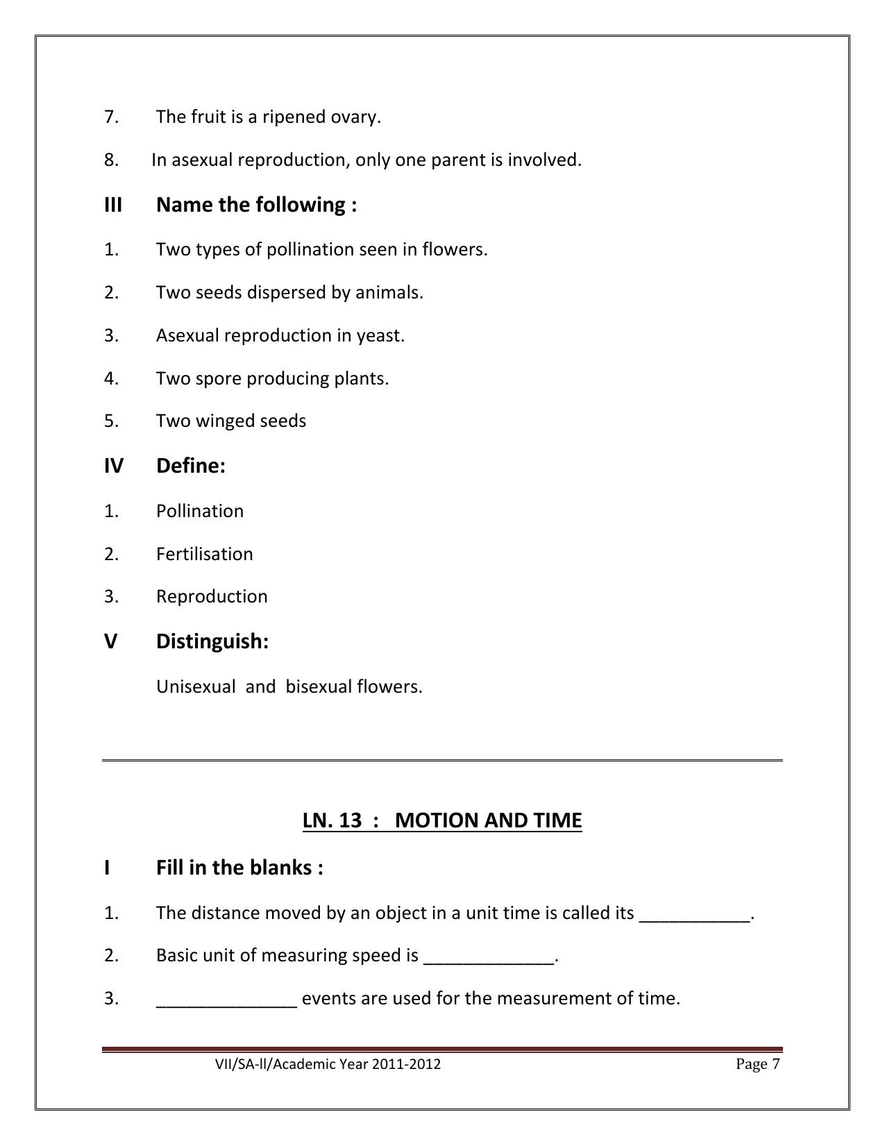 CBSE Worksheets for Class 7 Science Assignment 3 - Page 7