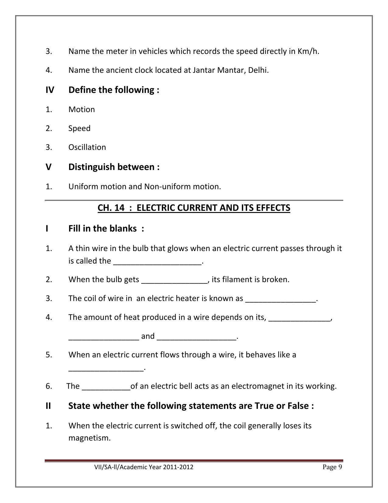 CBSE Worksheets for Class 7 Science Assignment 3 - Page 9