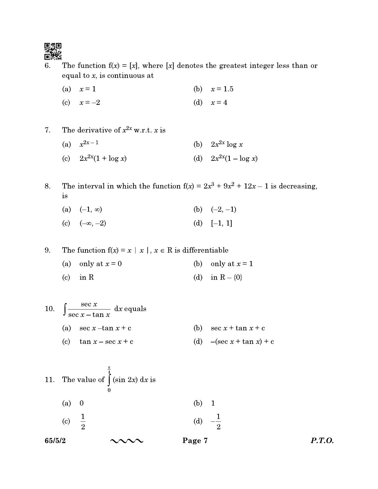 CBSE Class 12 65-5-2 MATHEMATICS 2023 Question Paper - Page 7
