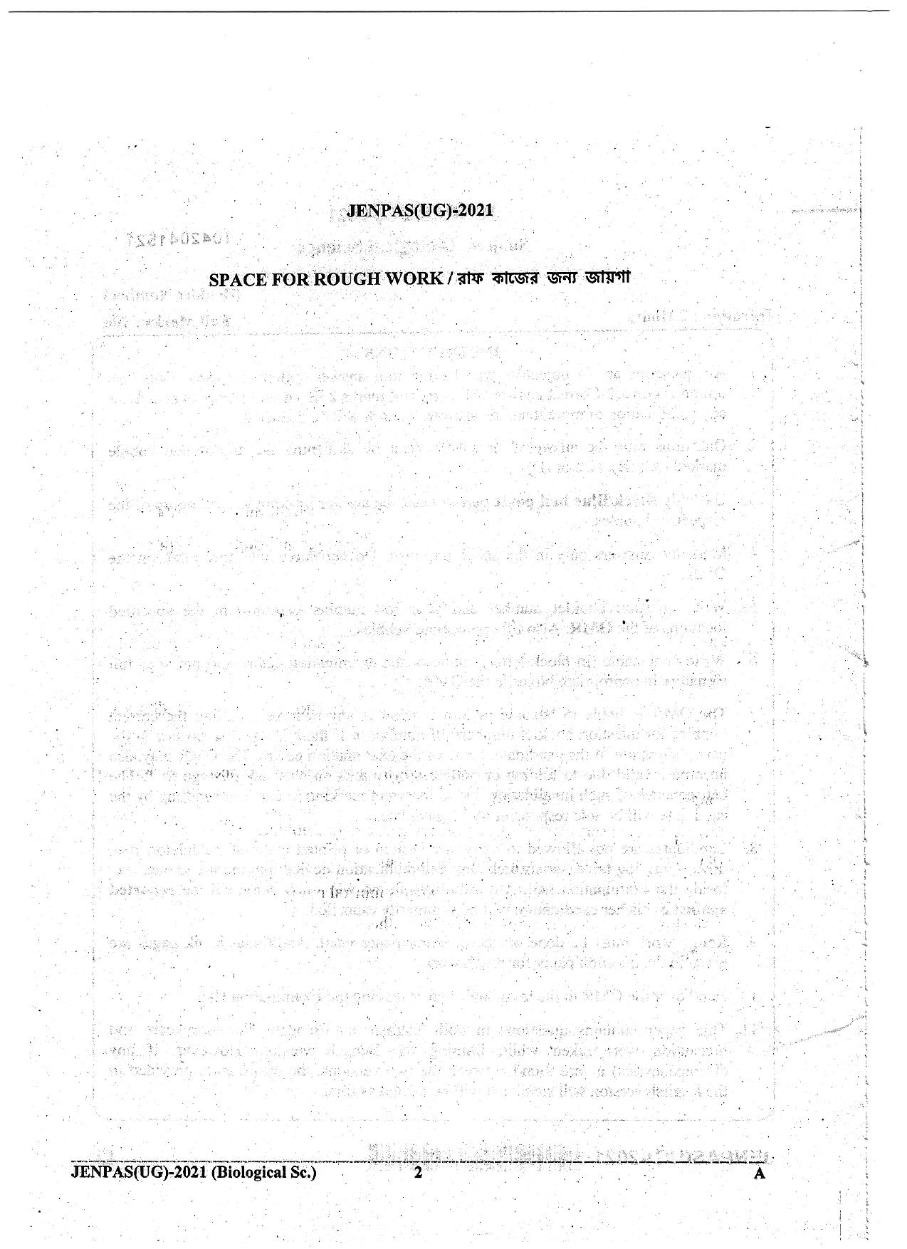 JENPAS (UG) 2021 Biology Question Paper - Page 2