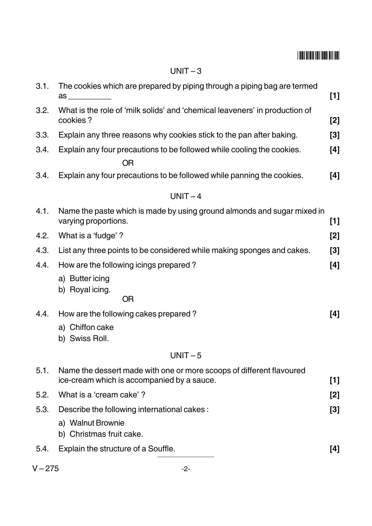 Goa Board Class 12 Bakery (C.R.M.)  Voc 275 New Pattern (March 2018) Question Paper - Page 2