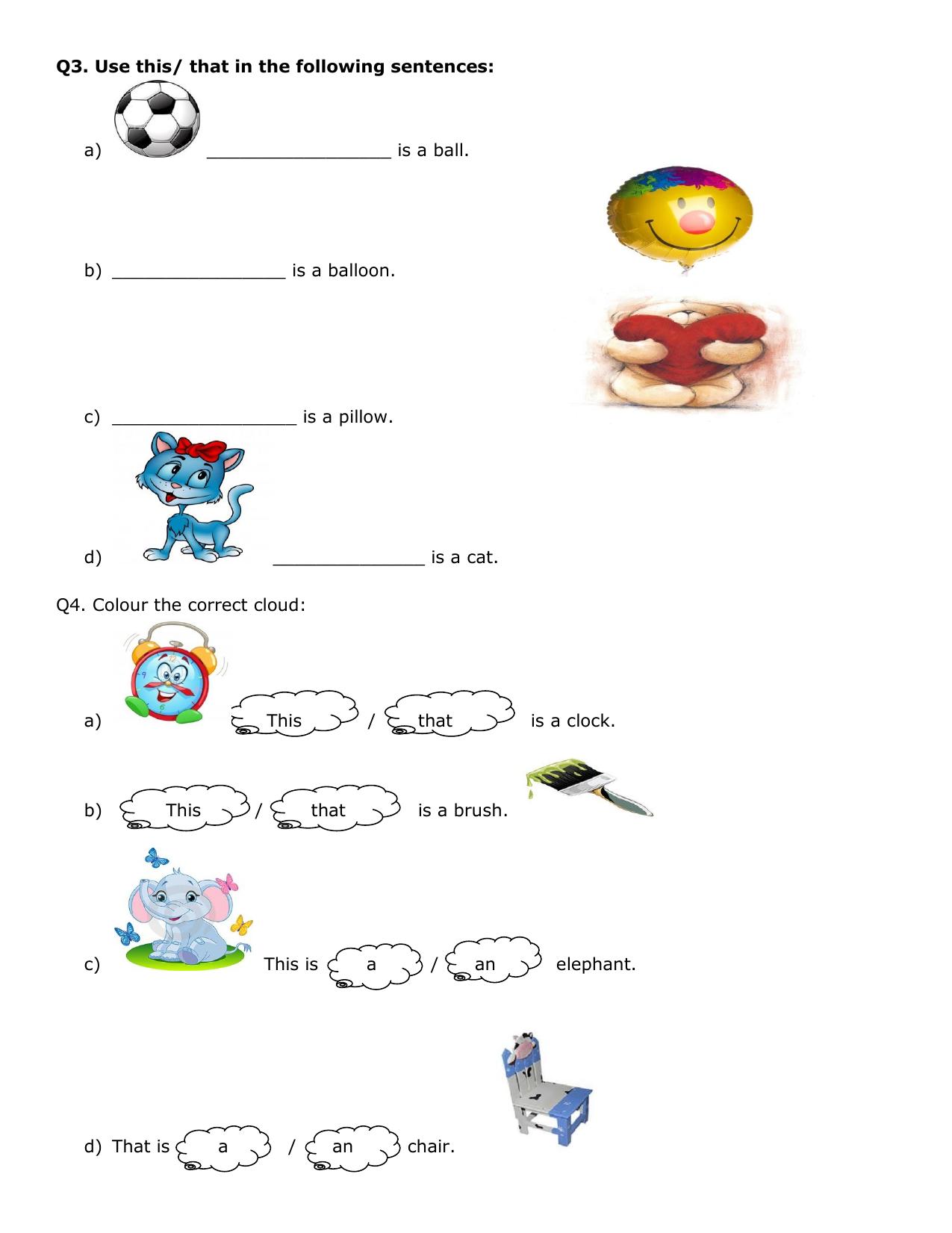 Worksheet for Class 1 English Assignment 3 - Page 2