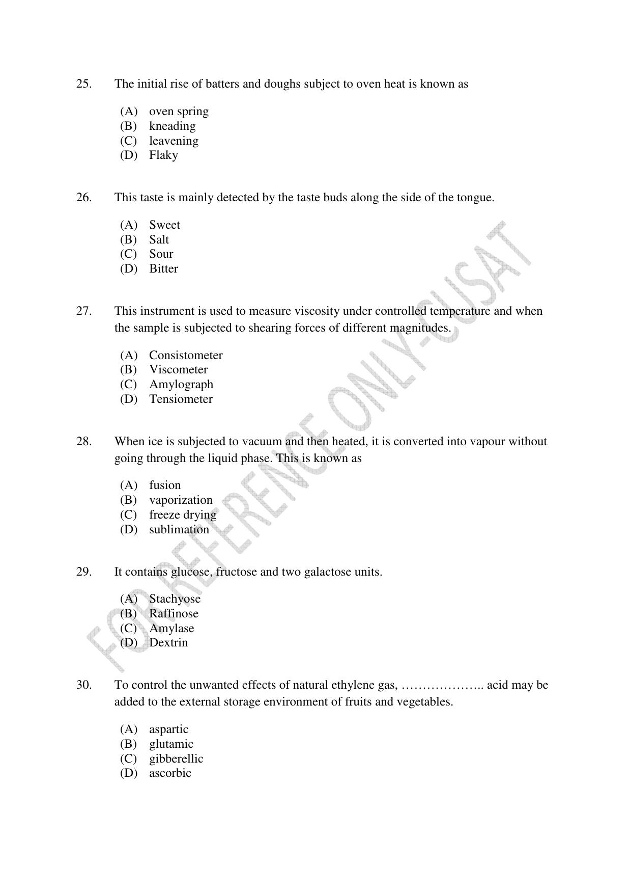 CUSAT CAT 2022 FOOD SCIENCE Question Paper - Page 5