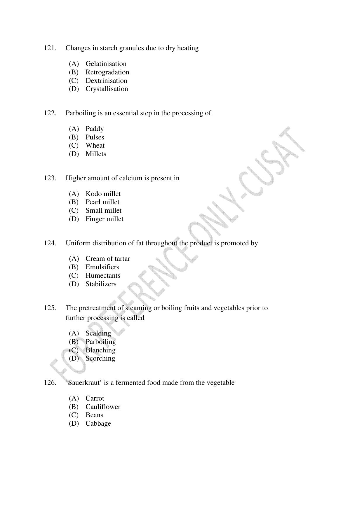 CUSAT CAT 2022 FOOD SCIENCE Question Paper - Page 21