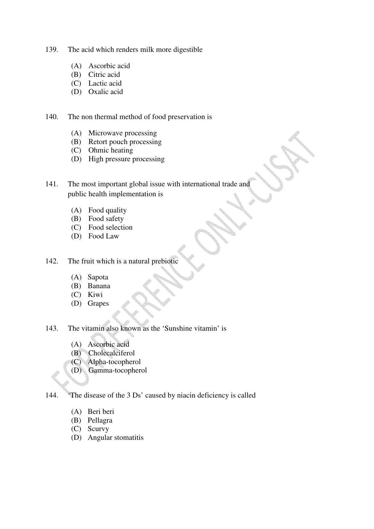 CUSAT CAT 2022 FOOD SCIENCE Question Paper - Page 24