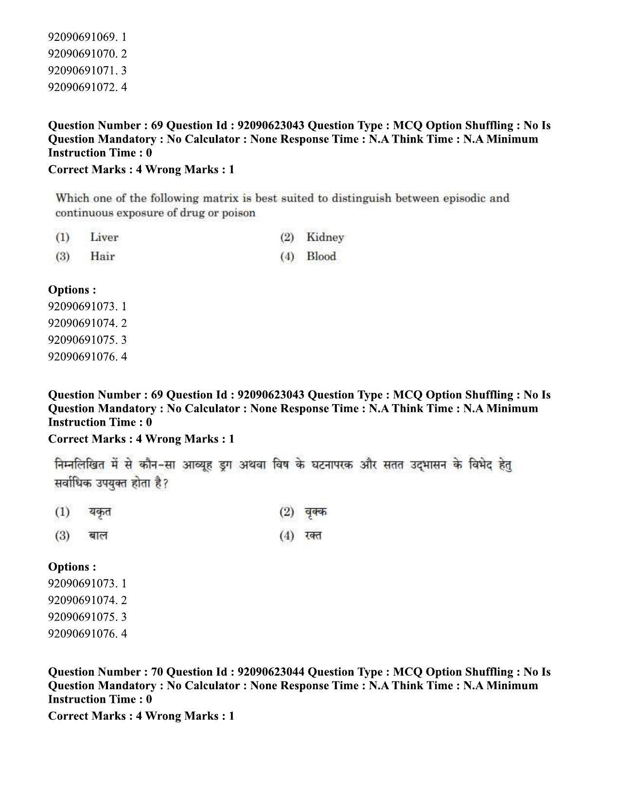 CUET PG 2023: SCQP13 – Forensic Science Eng - Shift 2 (24-06-2023) Question Paper - Page 73