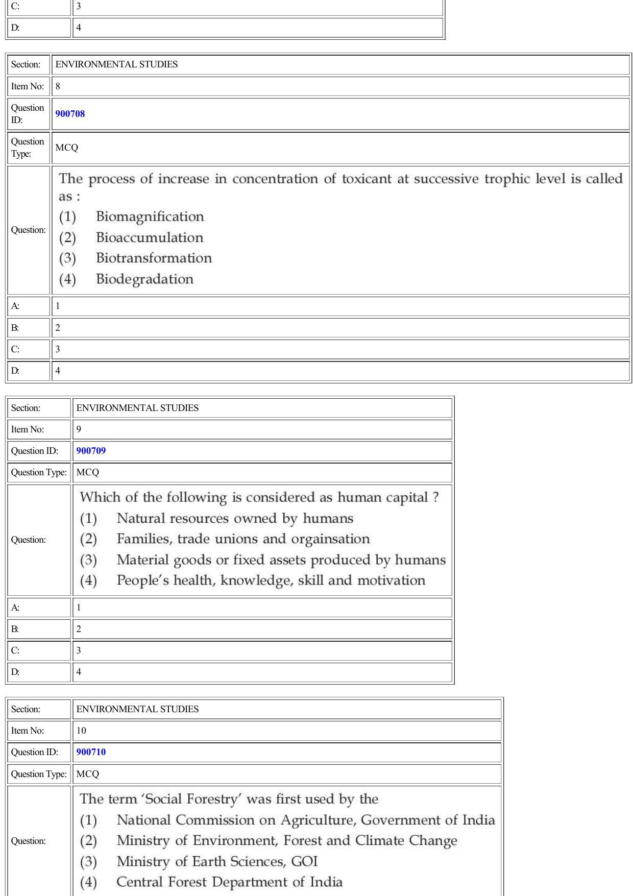 CUET 2022 Question Paper of Environmental Studies - Page 4