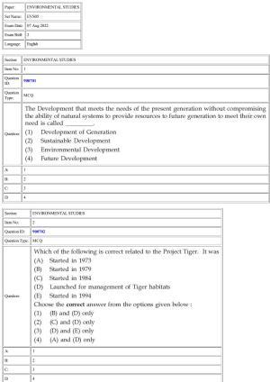 CUET 2022 Question Paper of Environmental Studies