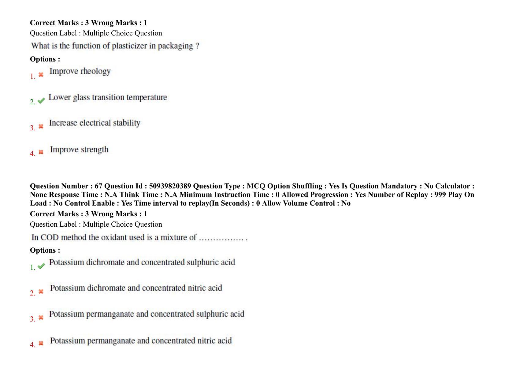 BHU RET Food Technology 2021 Question Paper - Page 50