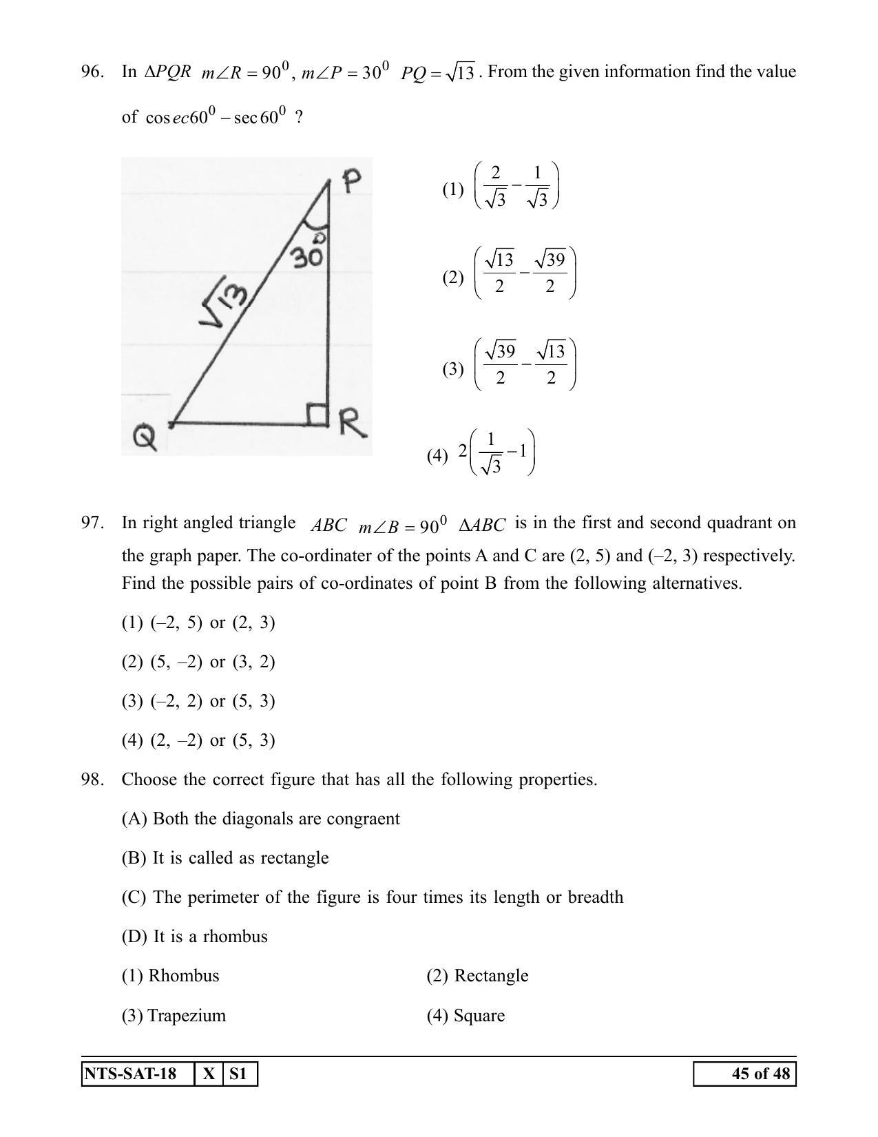 Maharashtra NTSE 2019 SAT (Marathi) Question Paper - Page 45