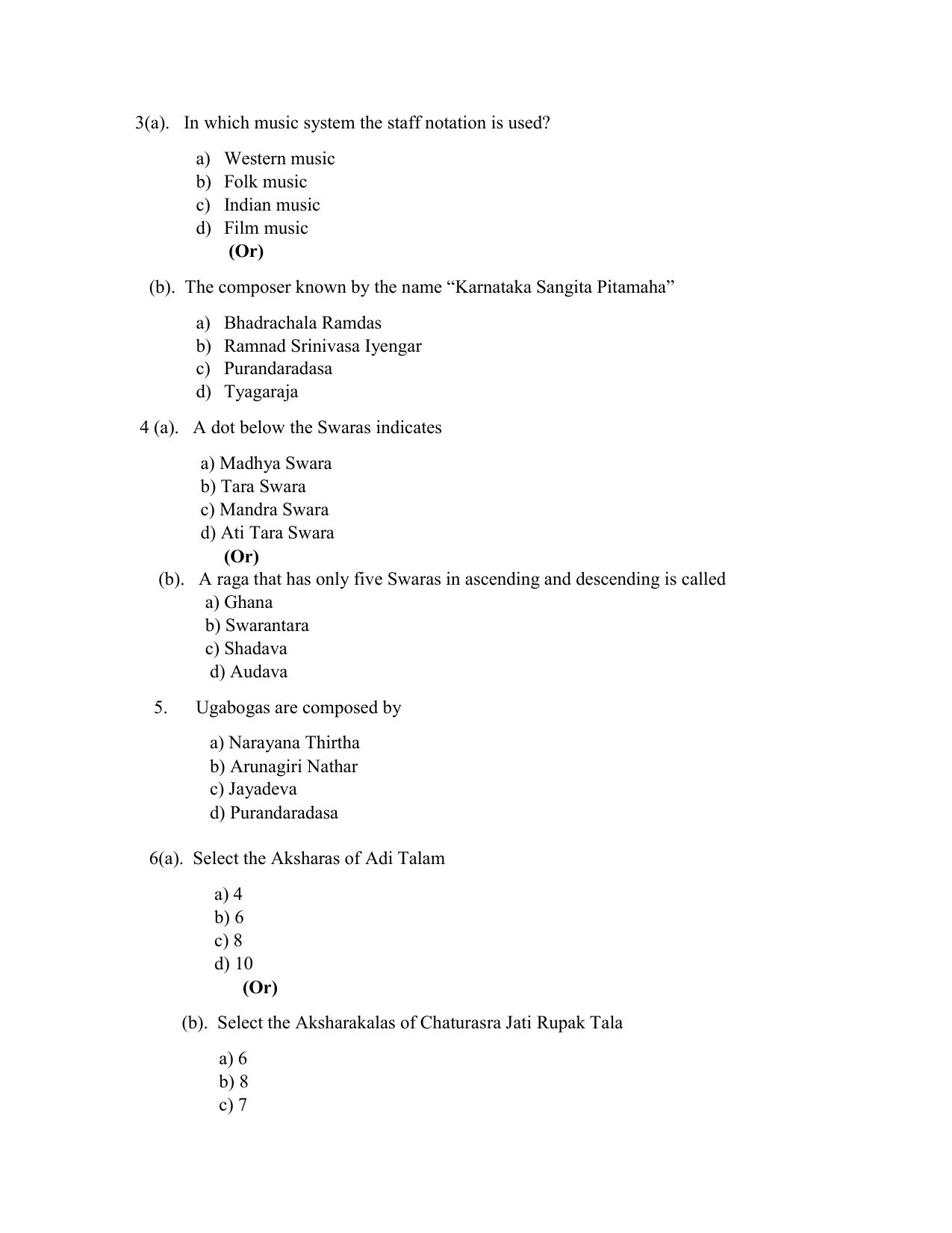 NIOS Class 10 Carnatic Sangeet (243) Sample Paper - Page 2