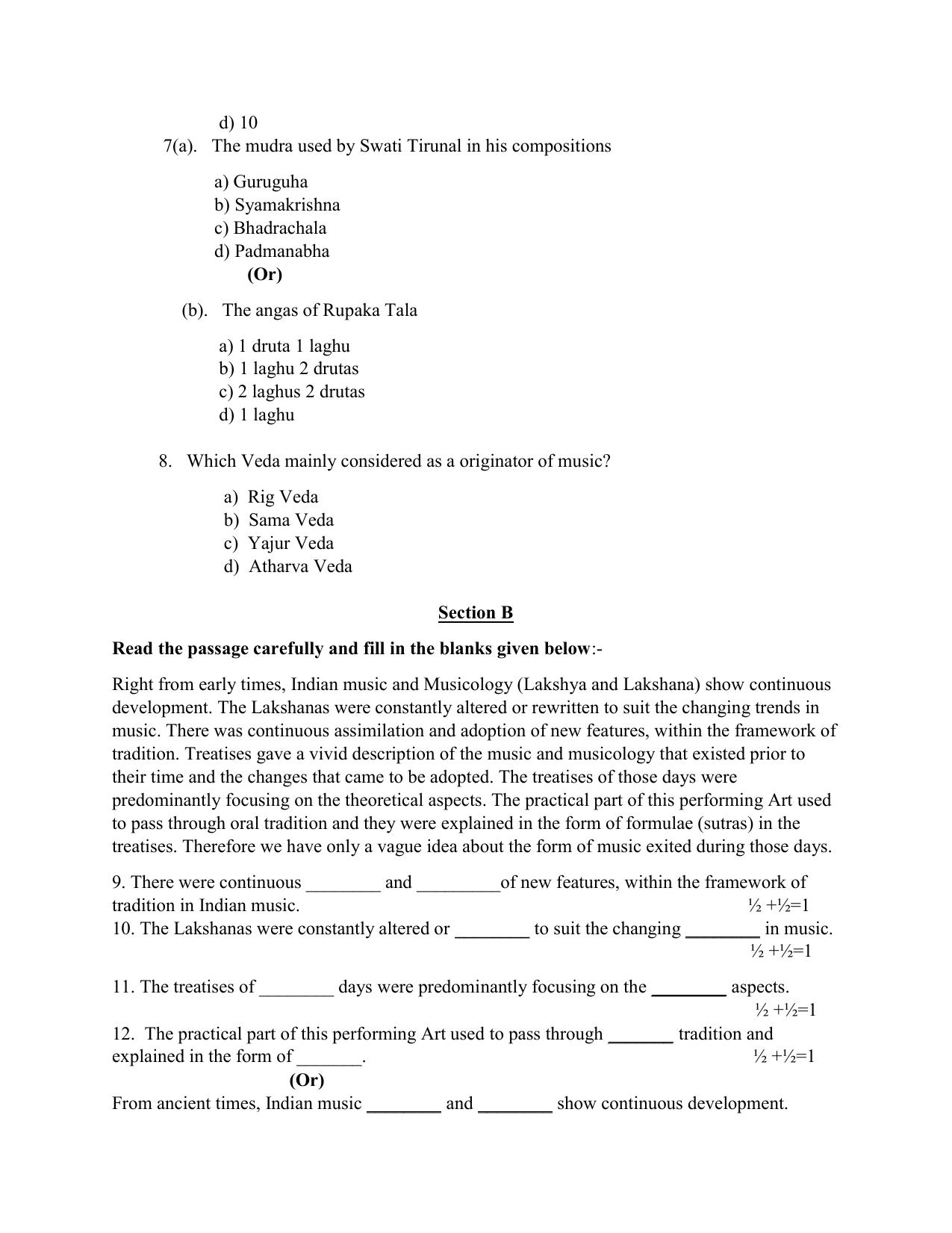 NIOS Class 10 Carnatic Sangeet (243) Sample Paper - Page 3