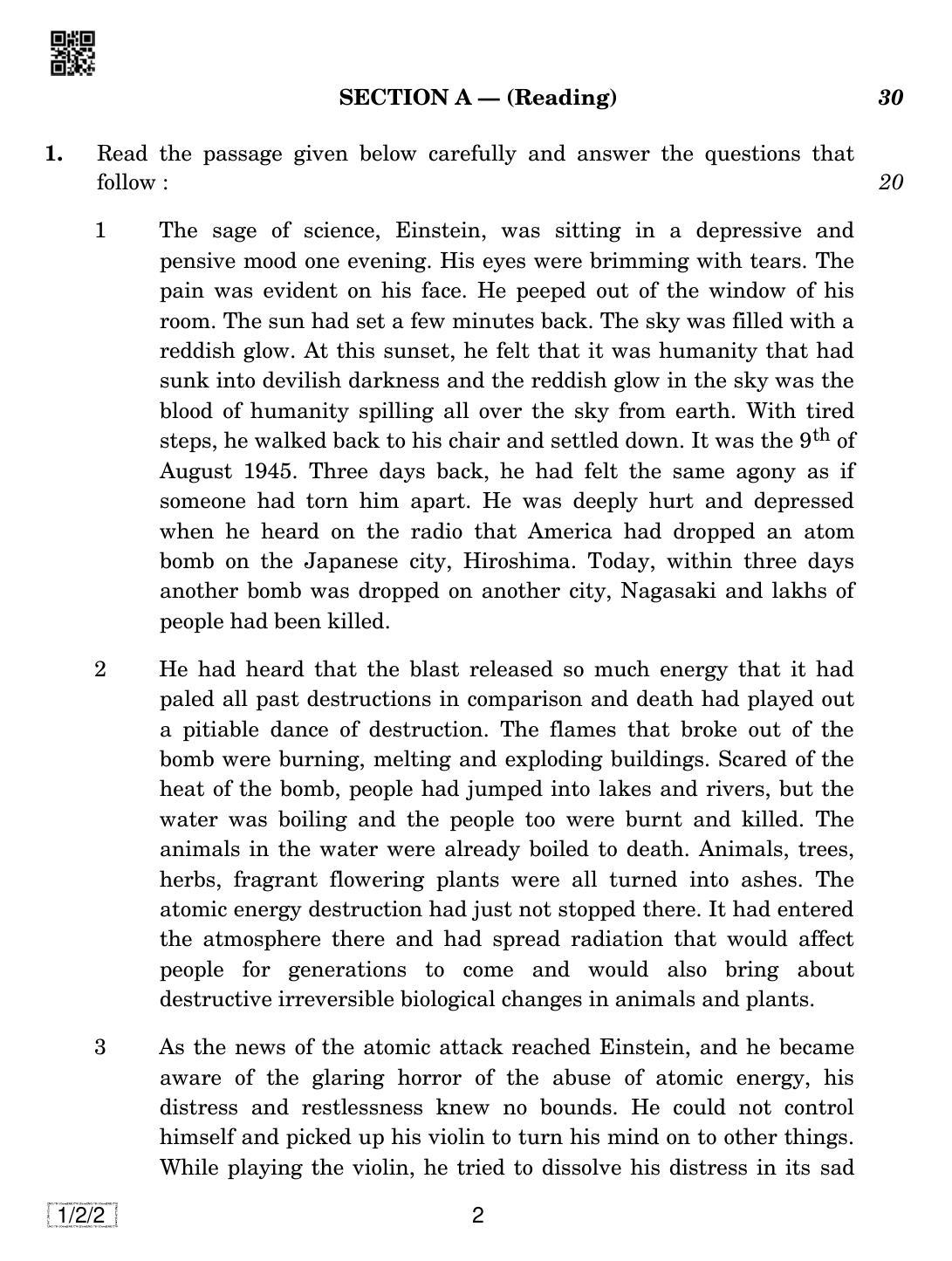 CBSE Class 12 1-2-2 English Core 2019 Question Paper - Page 2