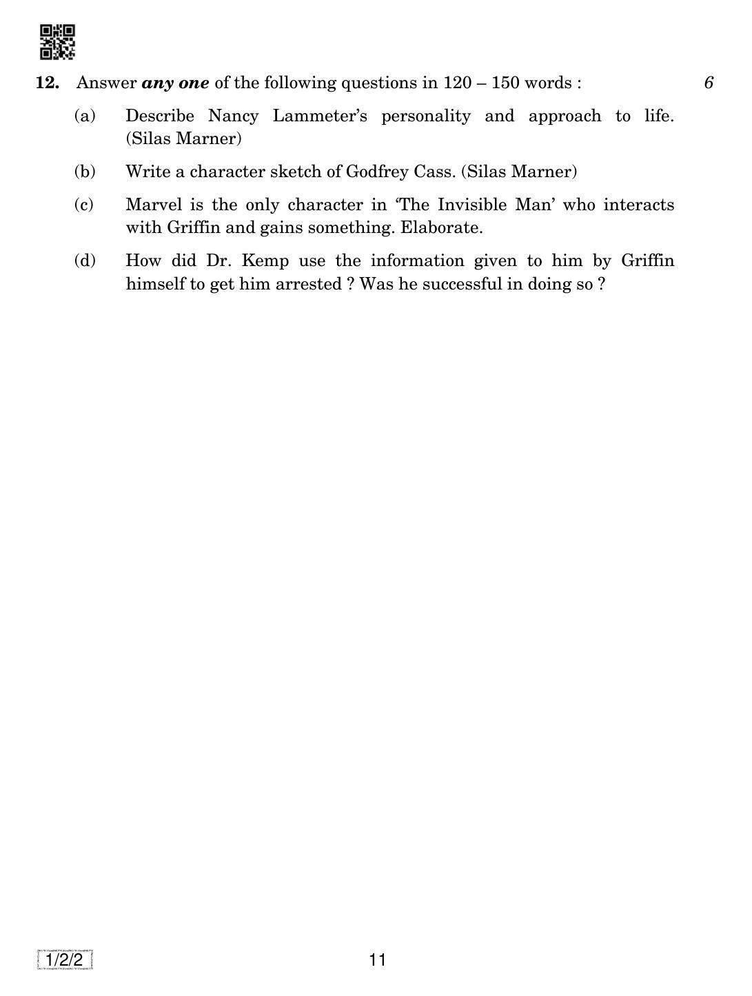 CBSE Class 12 1-2-2 English Core 2019 Question Paper - Page 11