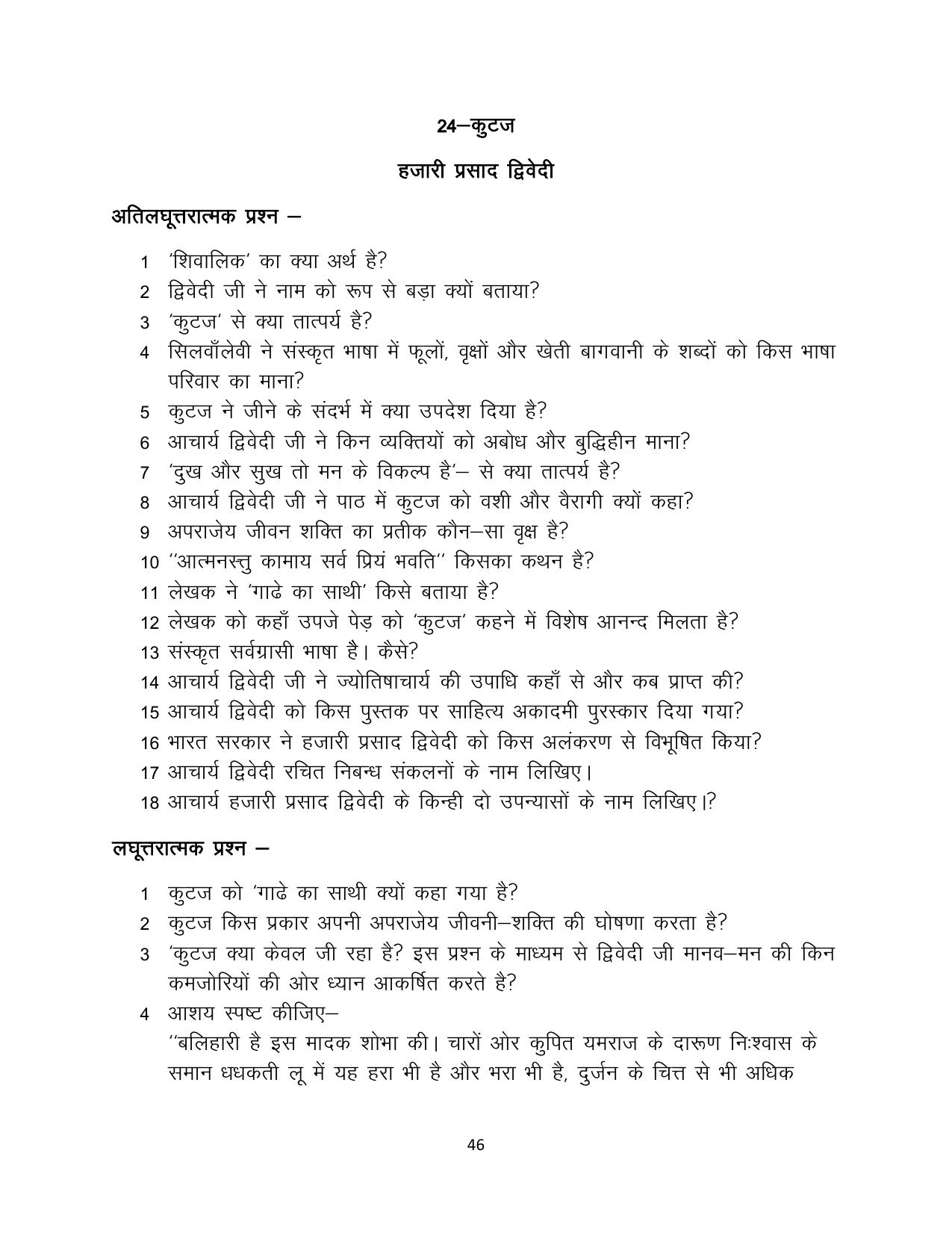 RBSE 2023 Class 12 Hindi Question Bank - Page 46