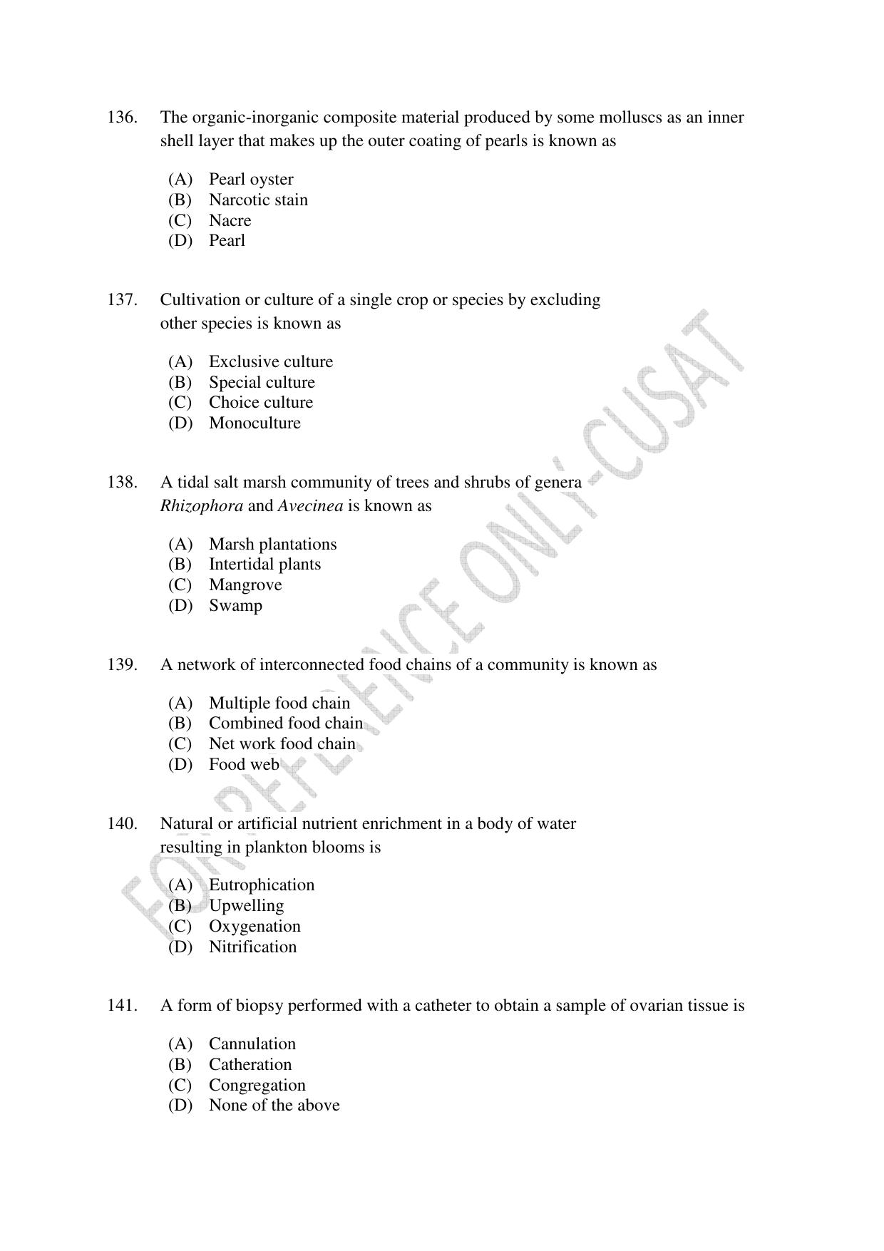 CUSAT CAT 2022 FISHERIES Question Paper - Page 24