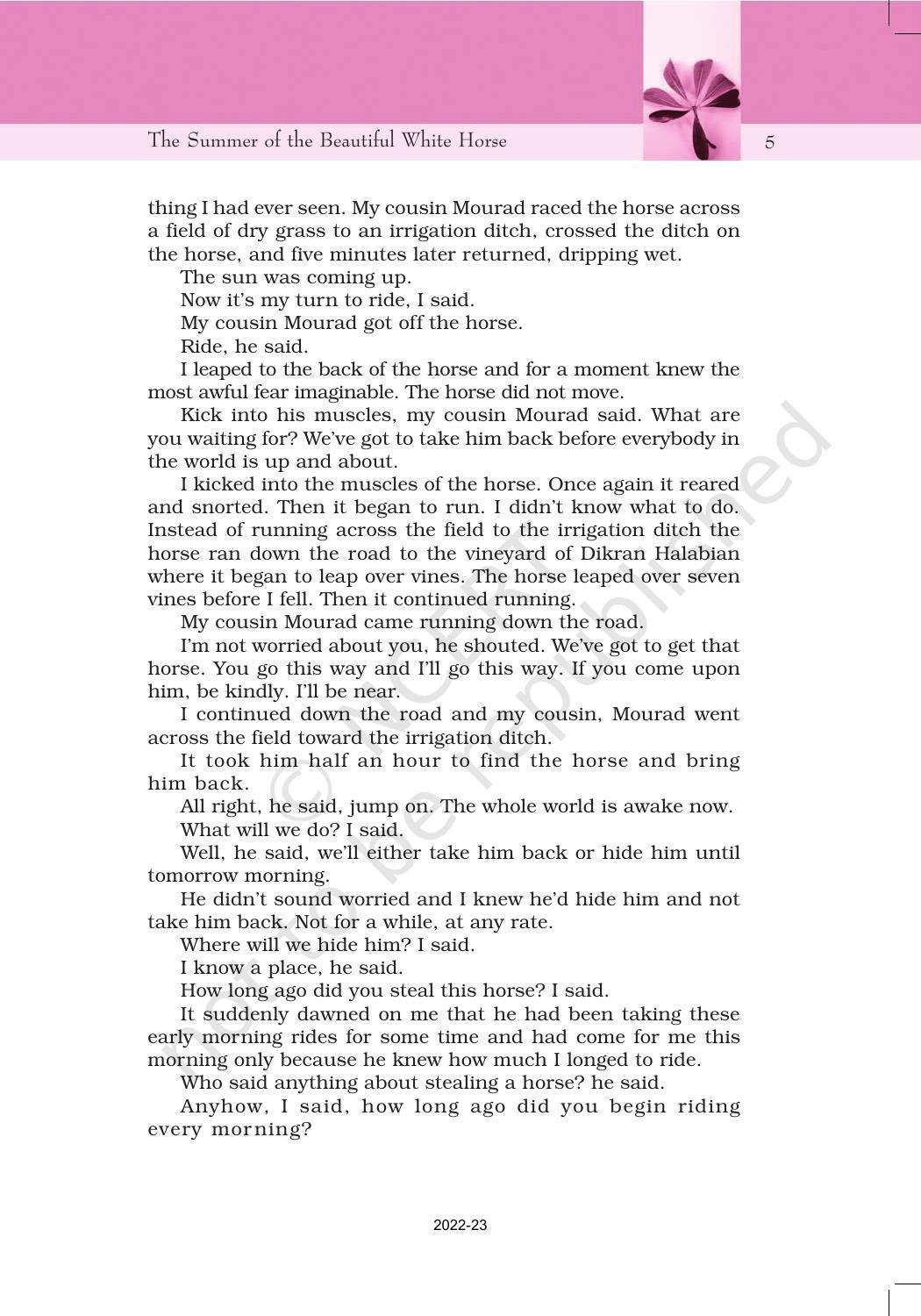 NCERT Book for Class 11 English Snapshots Chapter 1 The Summer of the Beautiful White Horse - Page 5