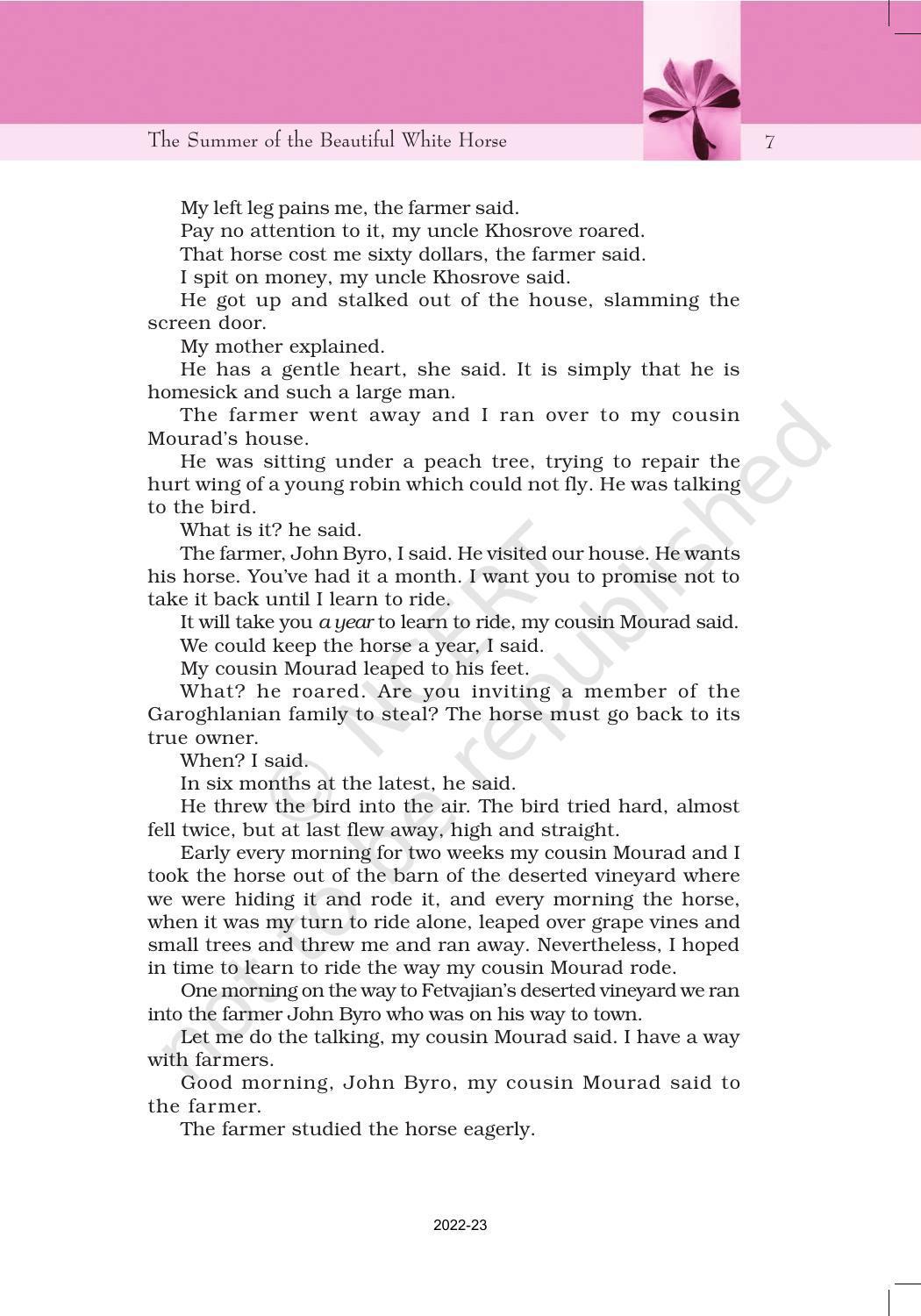 NCERT Book for Class 11 English Snapshots Chapter 1 The Summer of the Beautiful White Horse - Page 7
