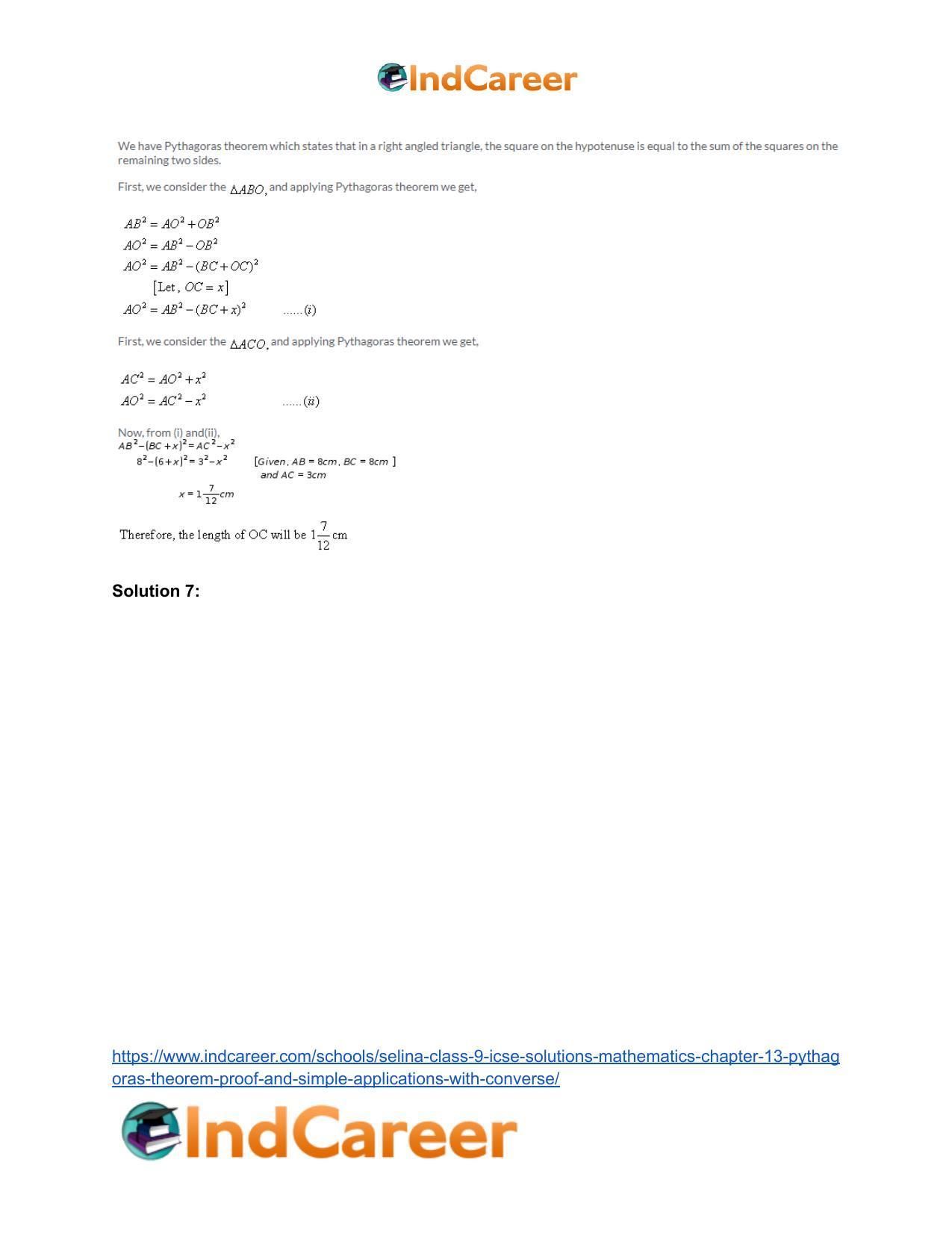 Selina Class 9 ICSE Solutions Mathematics : Chapter 13- Pythagoras Theorem [Proof and Simple Applications with Converse] - Page 5