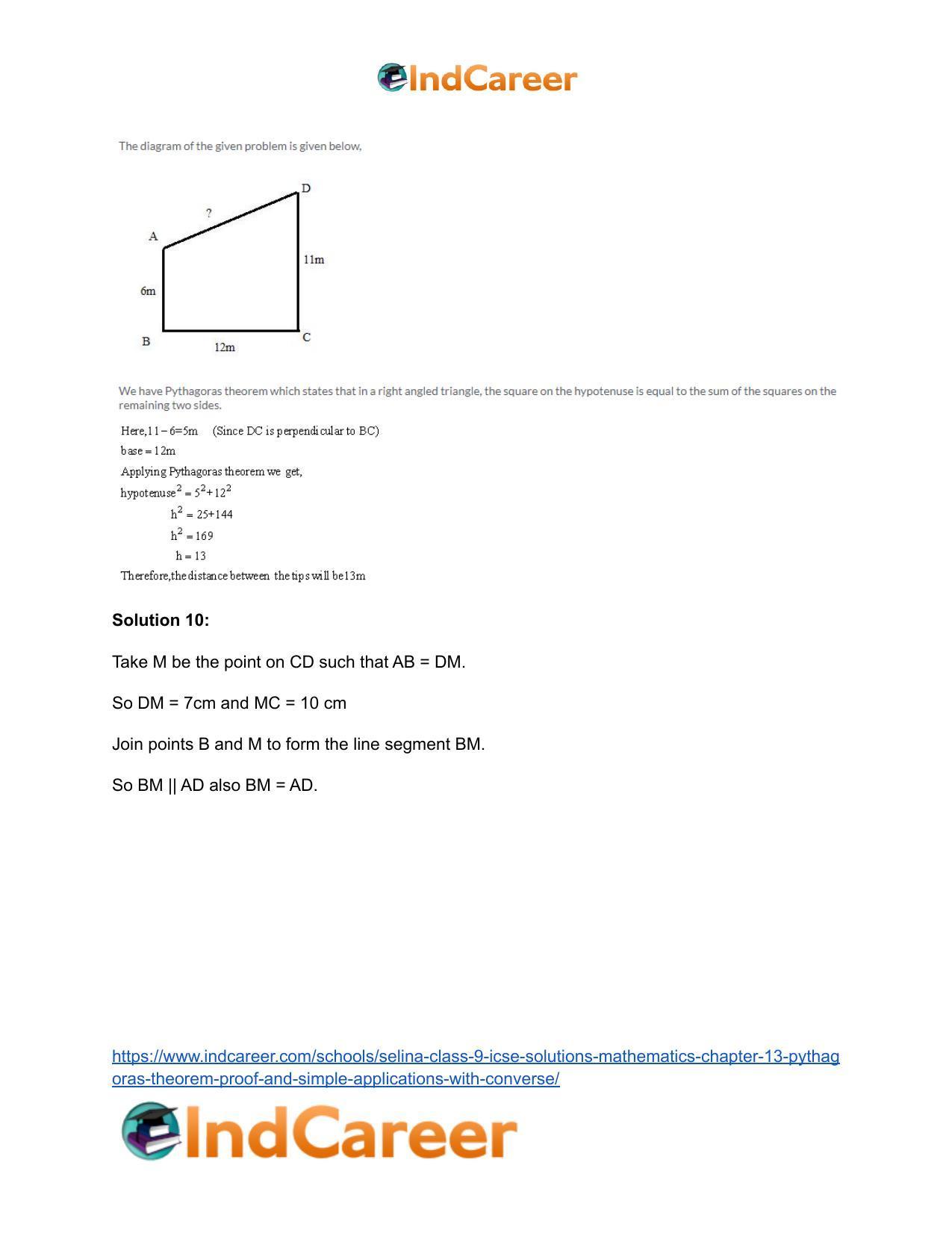 Selina Class 9 ICSE Solutions Mathematics : Chapter 13- Pythagoras Theorem [Proof and Simple Applications with Converse] - Page 7