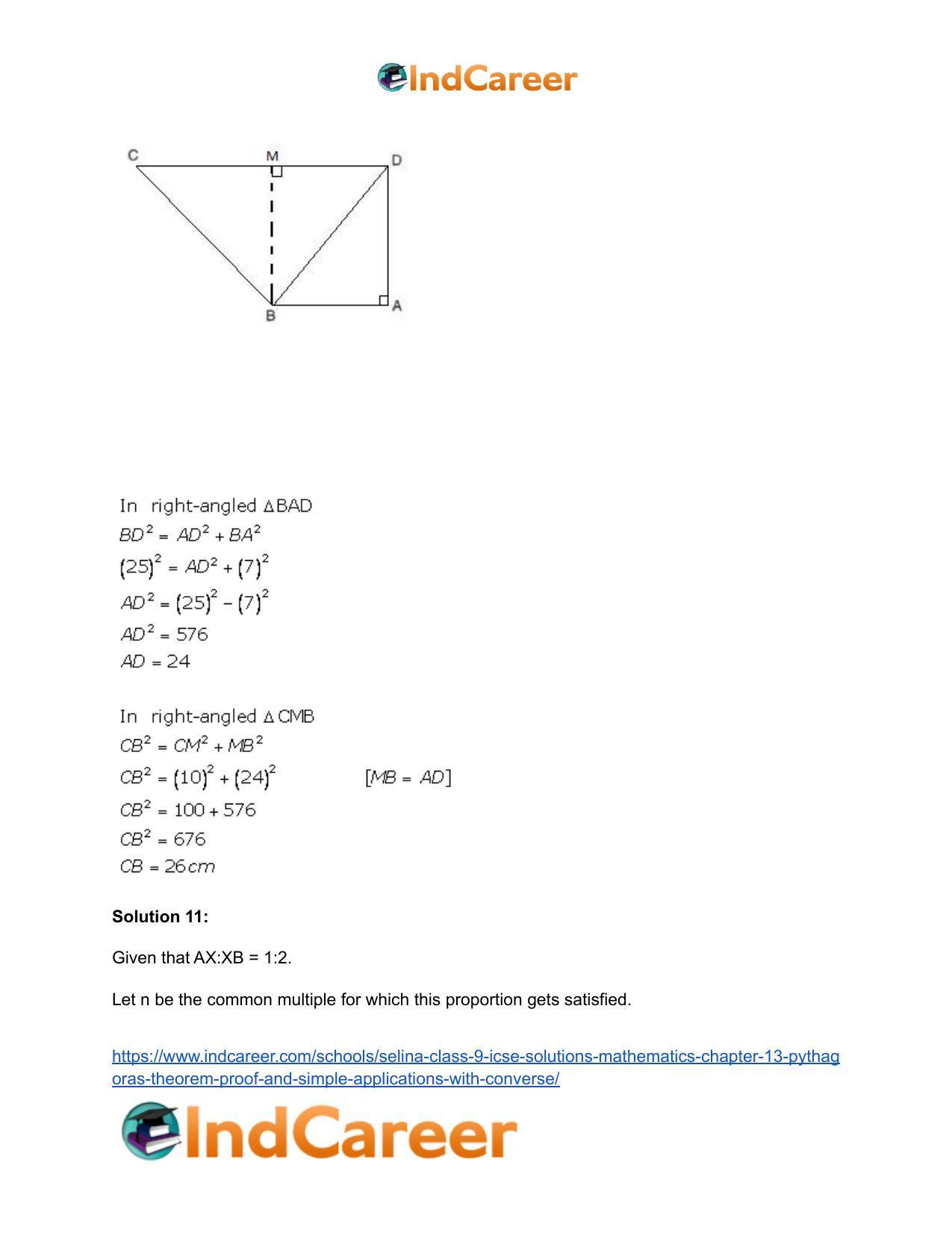 Selina Class 9 ICSE Solutions Mathematics : Chapter 13- Pythagoras Theorem [Proof and Simple Applications with Converse] - Page 8