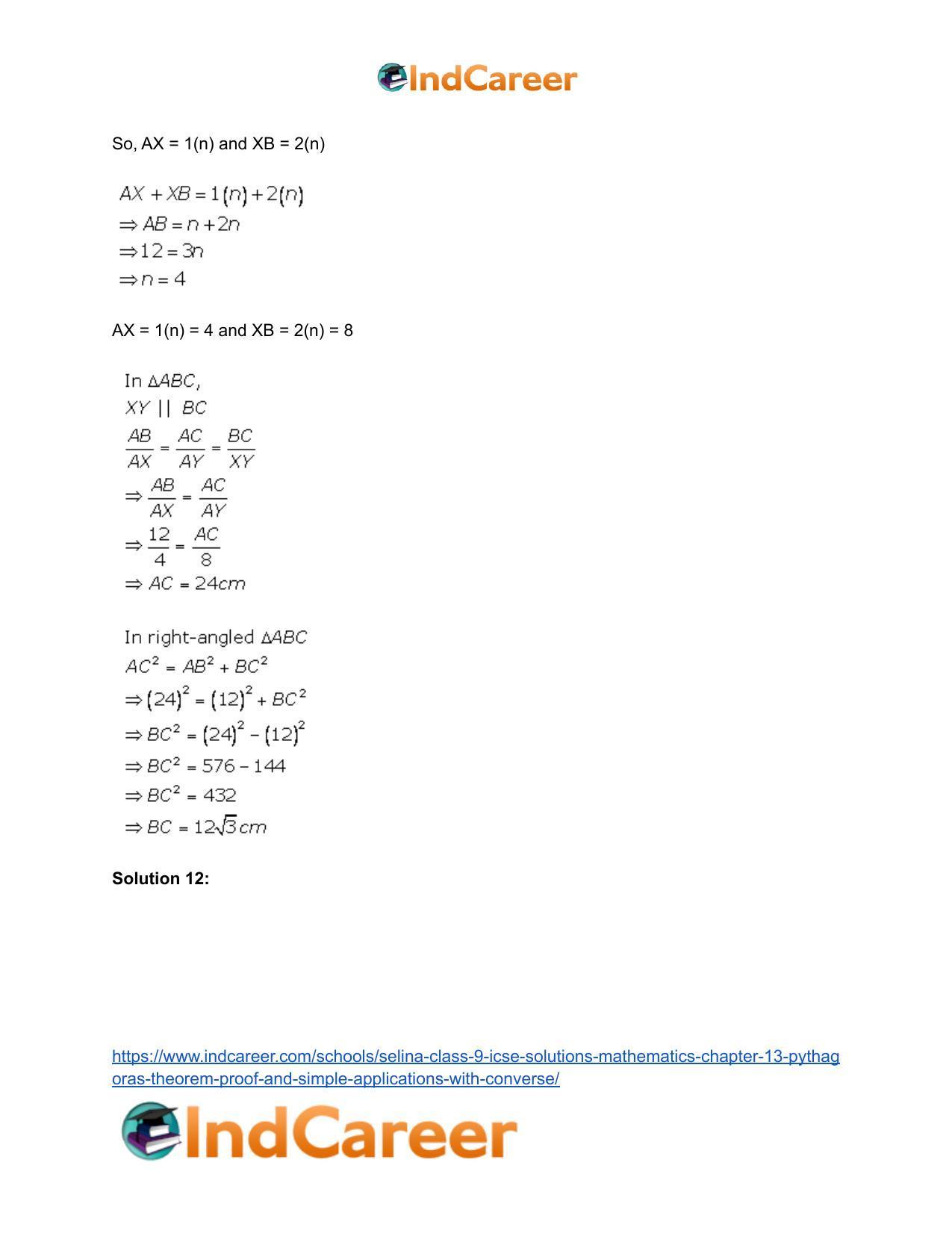 Selina Class 9 ICSE Solutions Mathematics : Chapter 13- Pythagoras Theorem [Proof and Simple Applications with Converse] - Page 9