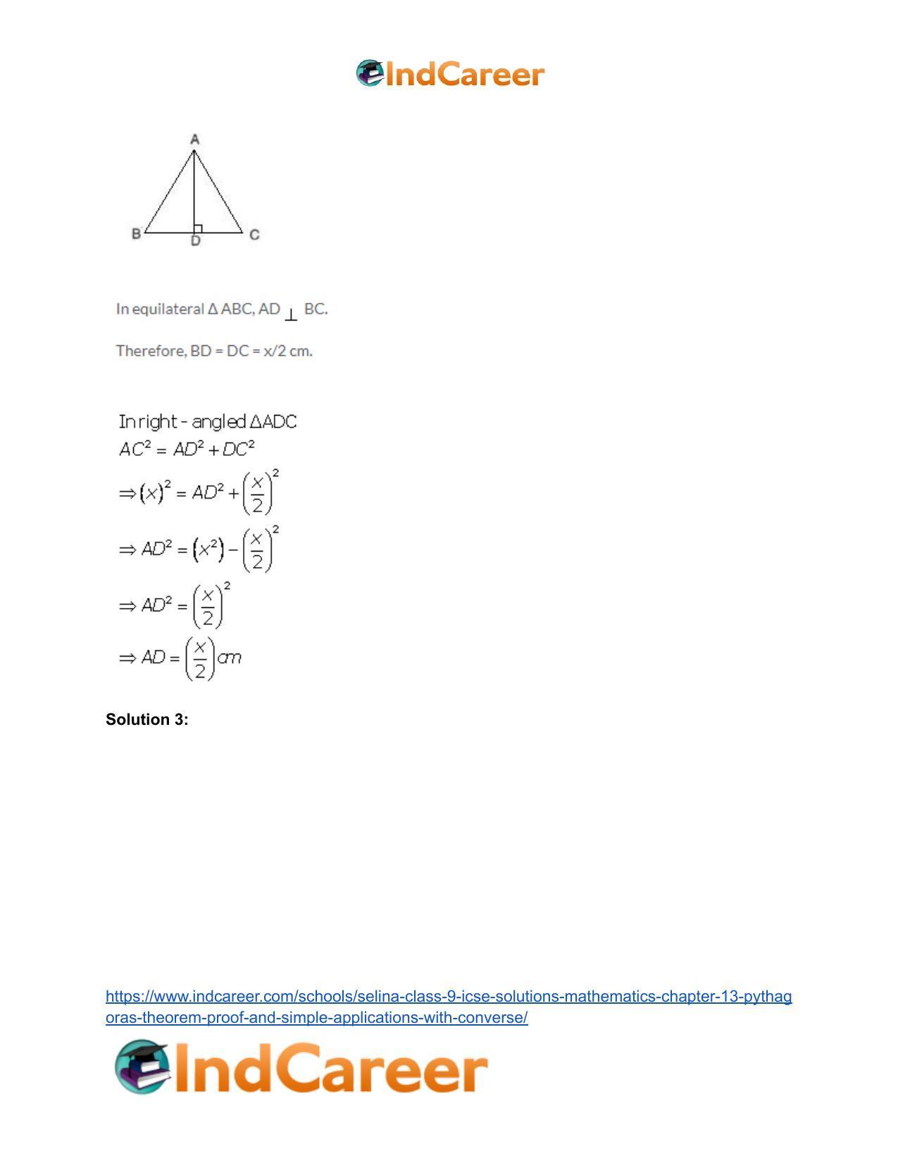 Selina Class 9 ICSE Solutions Mathematics : Chapter 13- Pythagoras Theorem [Proof and Simple Applications with Converse] - Page 12