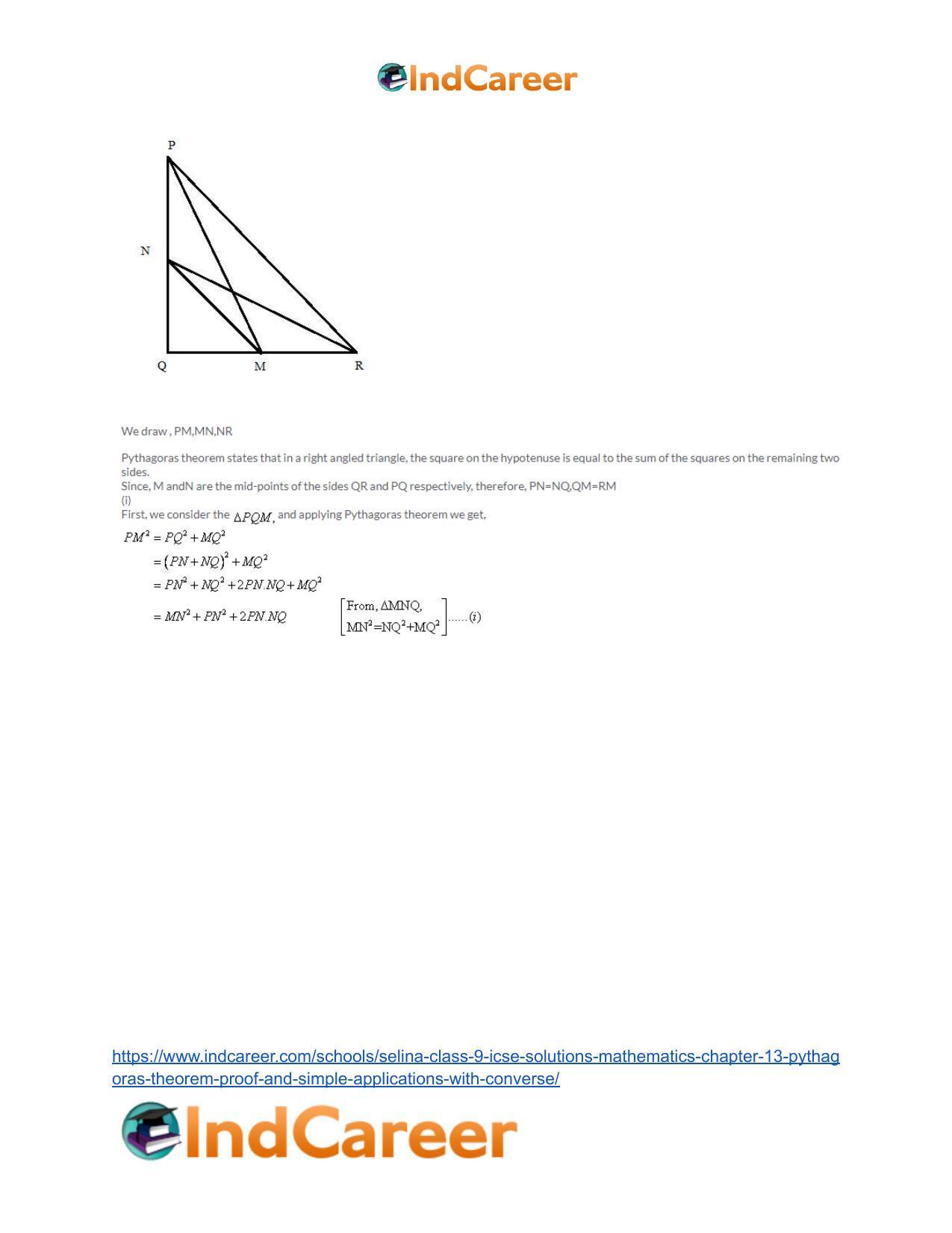 Selina Class 9 ICSE Solutions Mathematics : Chapter 13- Pythagoras Theorem [Proof and Simple Applications with Converse] - Page 14