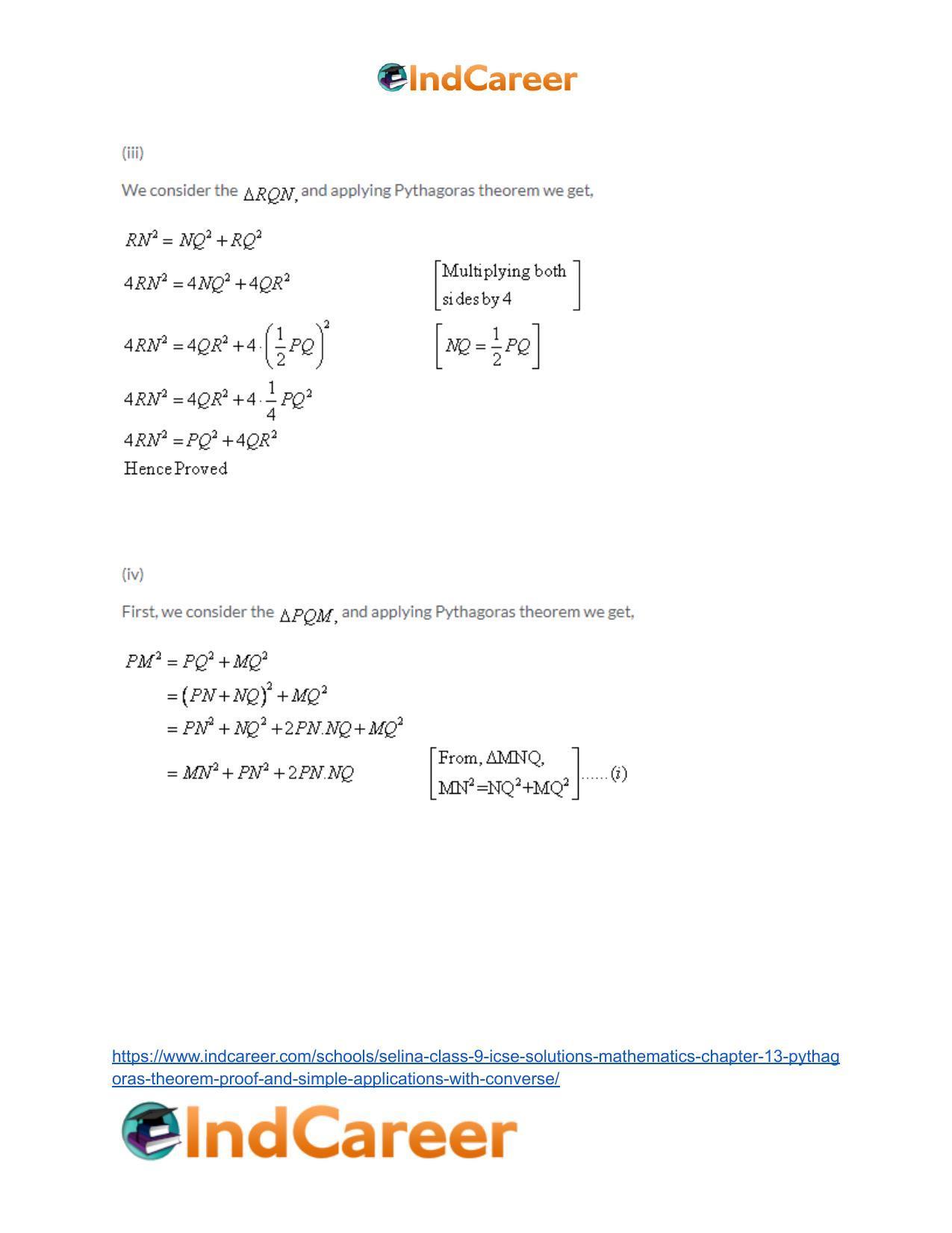 Selina Class 9 ICSE Solutions Mathematics : Chapter 13- Pythagoras Theorem [Proof and Simple Applications with Converse] - Page 16