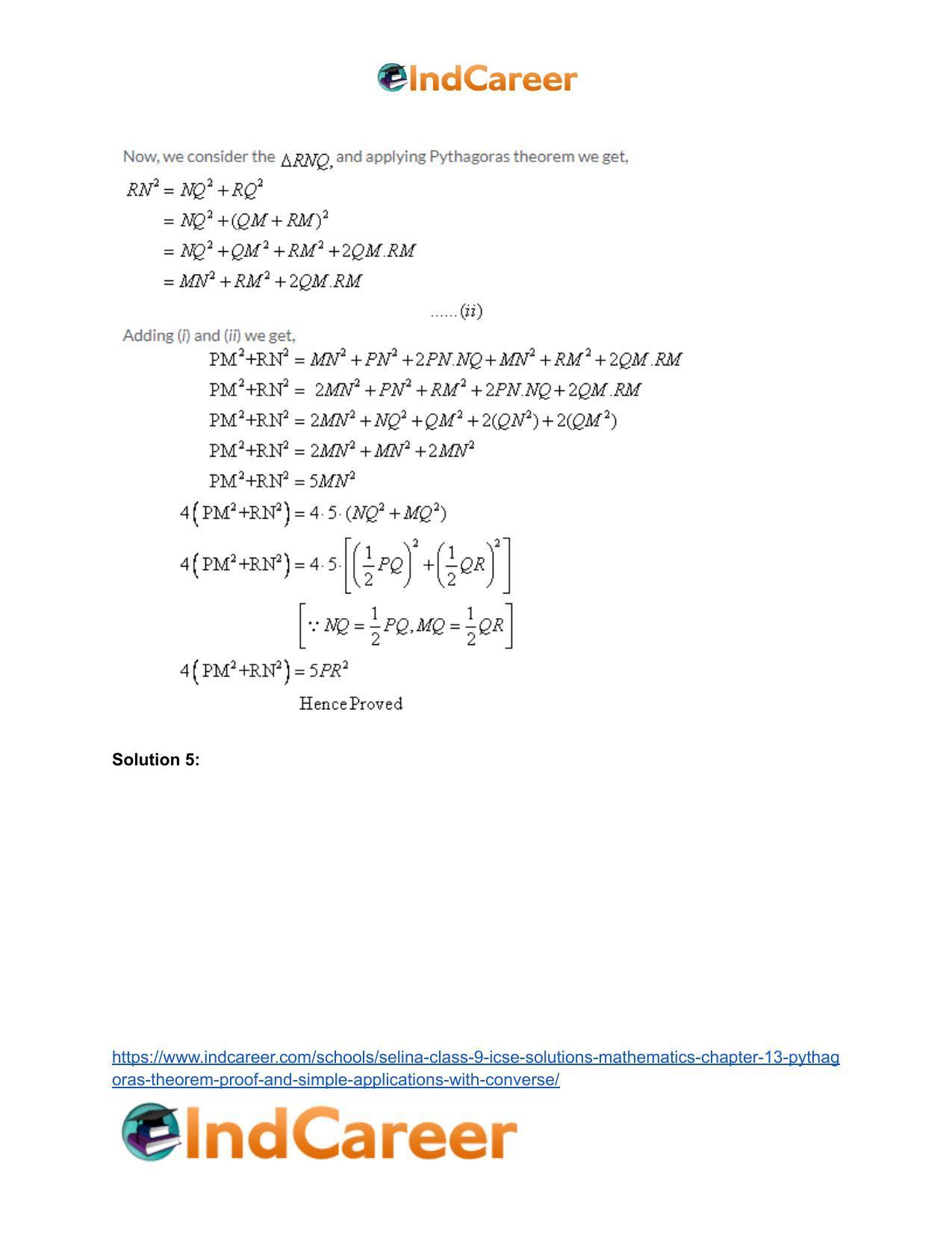 Selina Class 9 ICSE Solutions Mathematics : Chapter 13- Pythagoras Theorem [Proof and Simple Applications with Converse] - Page 17