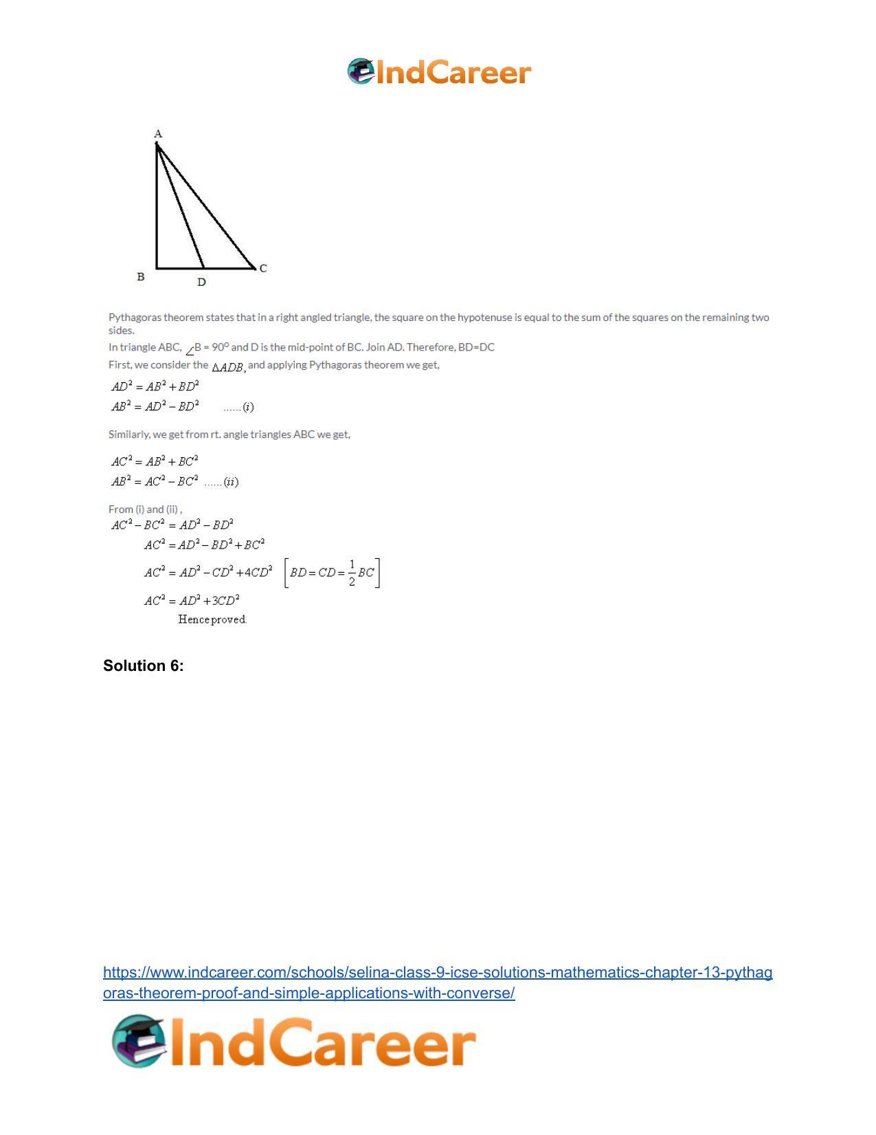Selina Class 9 ICSE Solutions Mathematics : Chapter 13- Pythagoras Theorem [Proof and Simple Applications with Converse] - Page 18