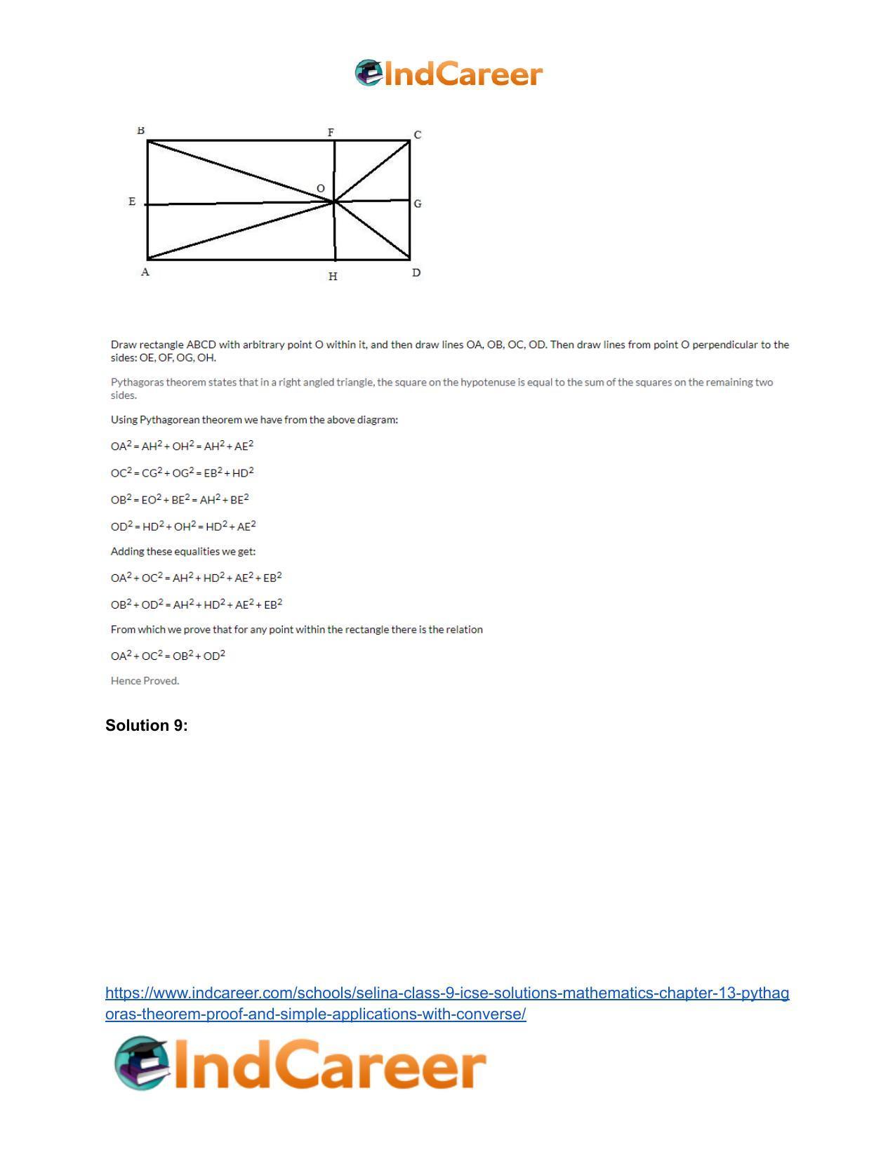 Selina Class 9 ICSE Solutions Mathematics : Chapter 13- Pythagoras Theorem [Proof and Simple Applications with Converse] - Page 21