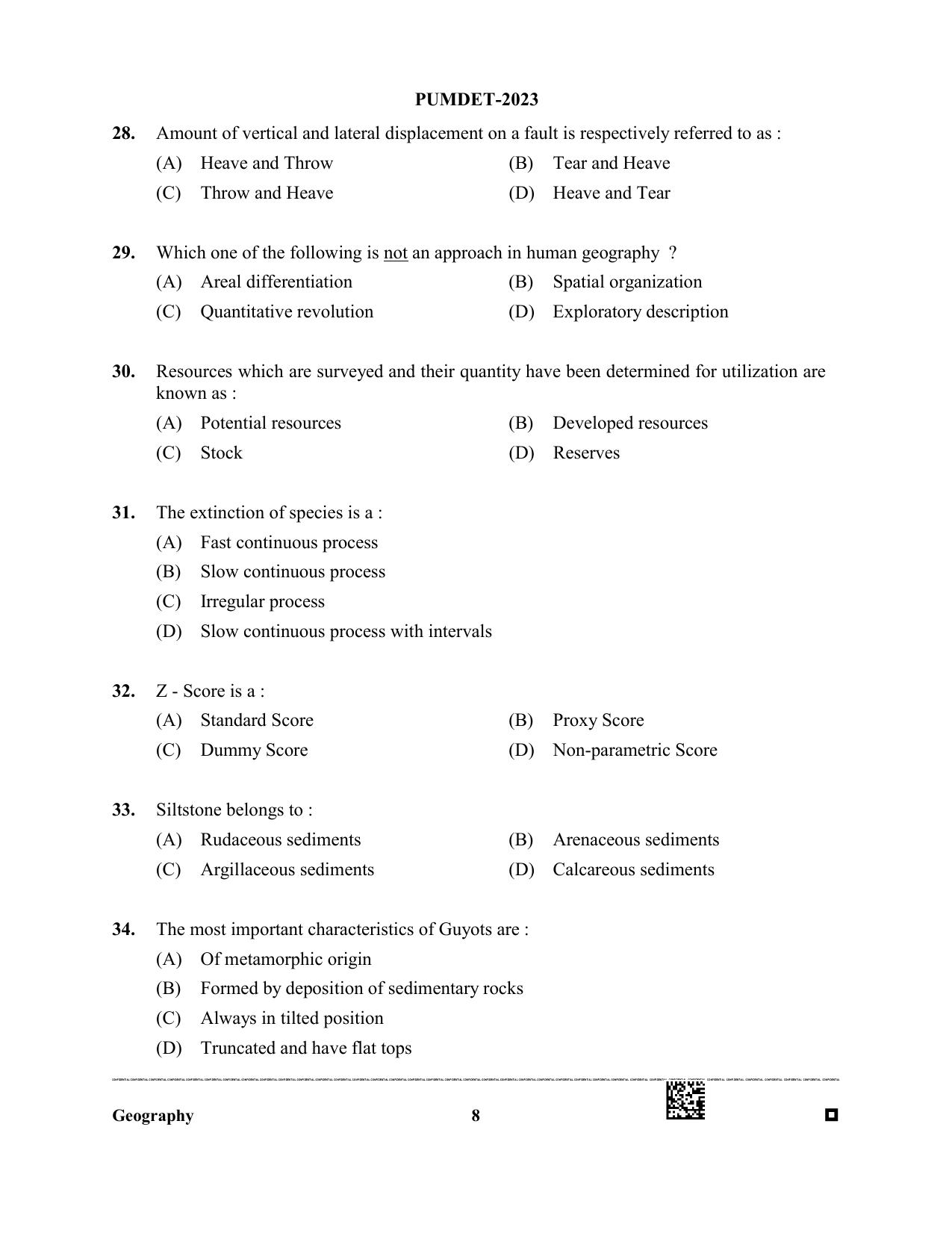 PUBDET 2023 Geography Question Paper - Page 8