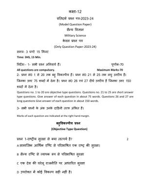 UP Board Class 12 Militsry Science Model Papers 2024