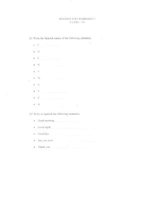 Worksheet for Class 4 Spanish Assignment 3