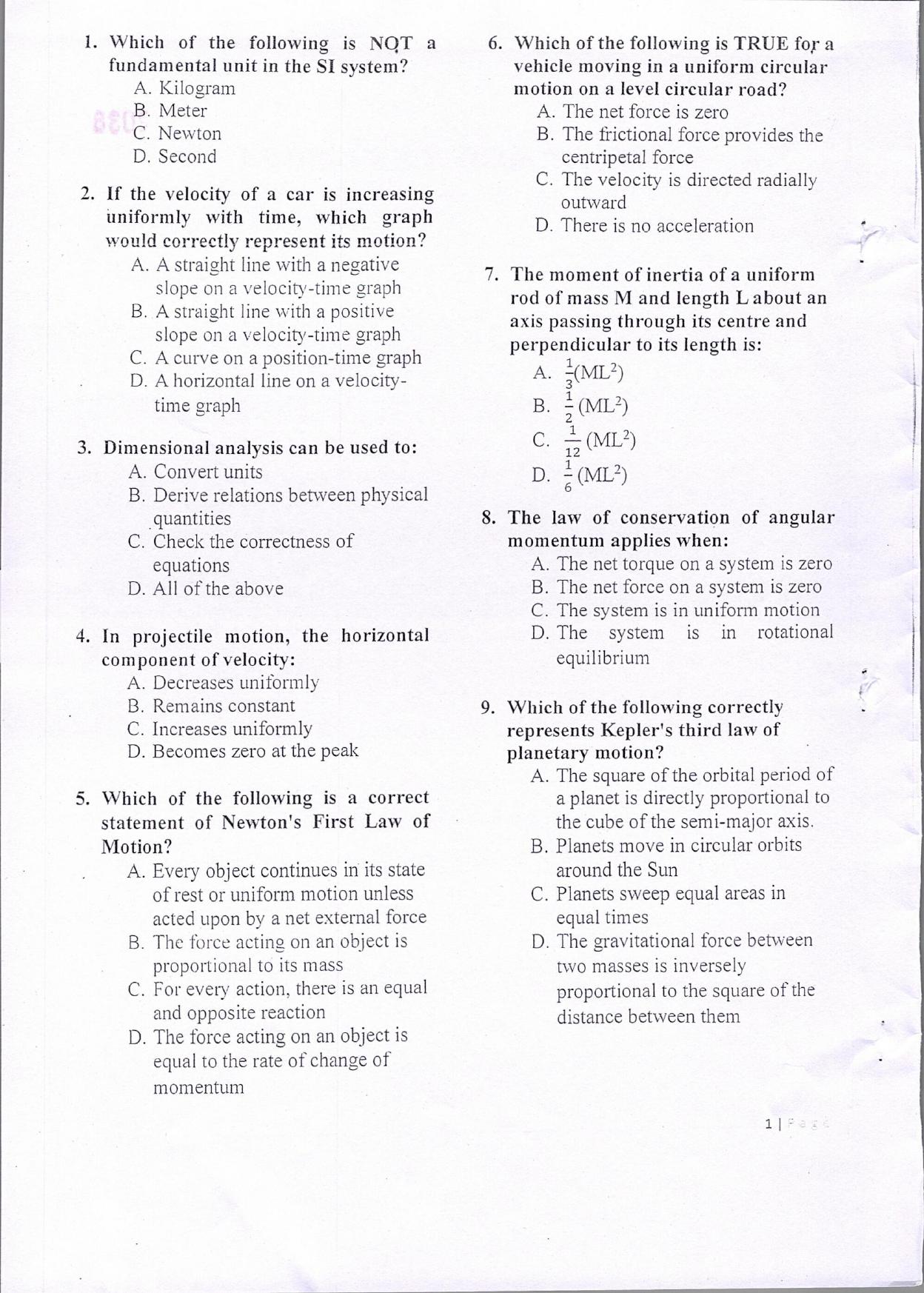 KUET 2024 Integrated Masters in Electronics Question Paper - Page 2