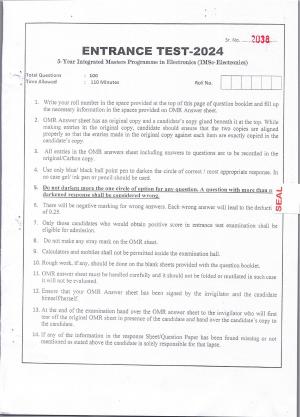 KUET 2024 Integrated Masters in Electronics Question Paper