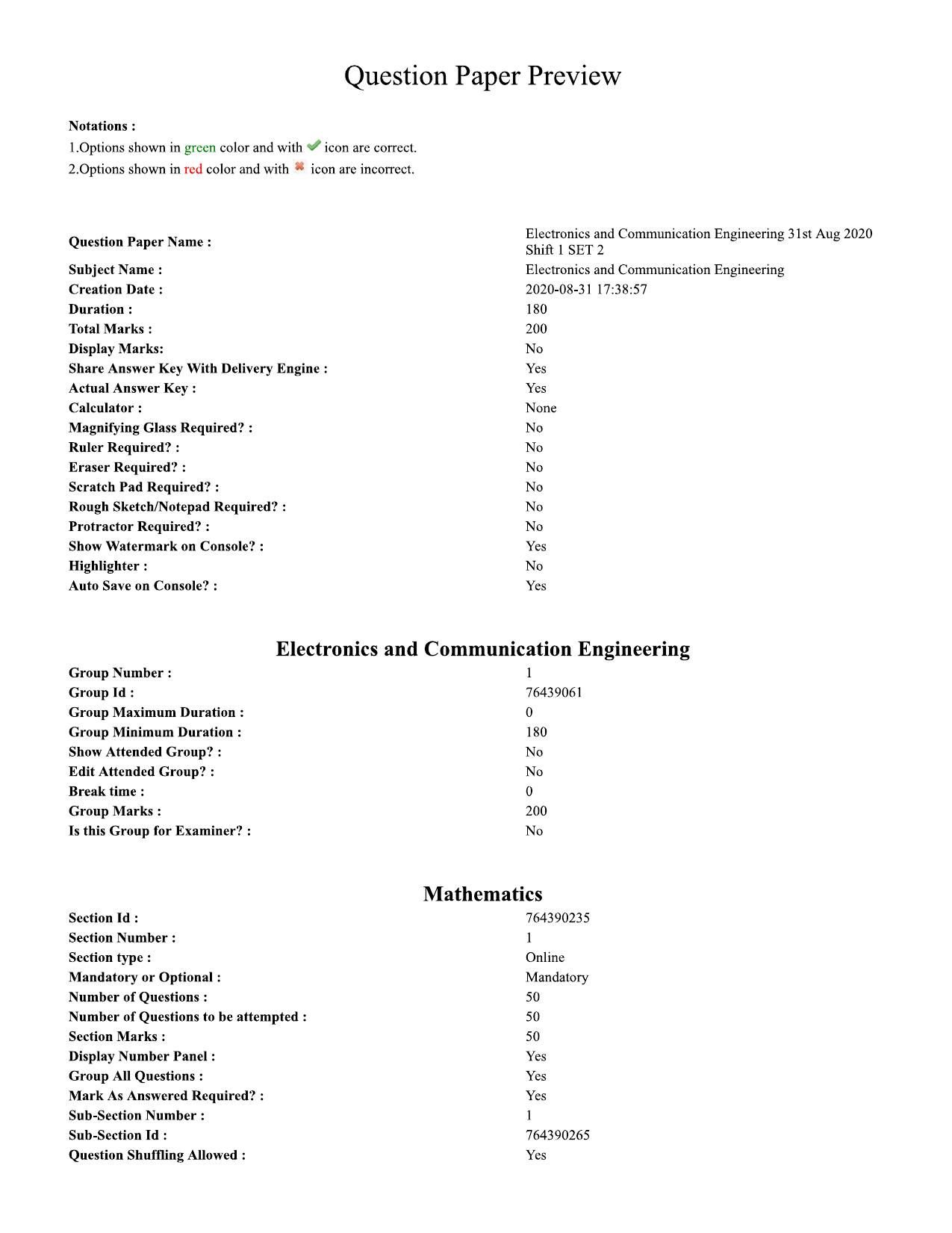 TS ECET 2020 Electronics and Communication Engineering Question Paper - Page 1