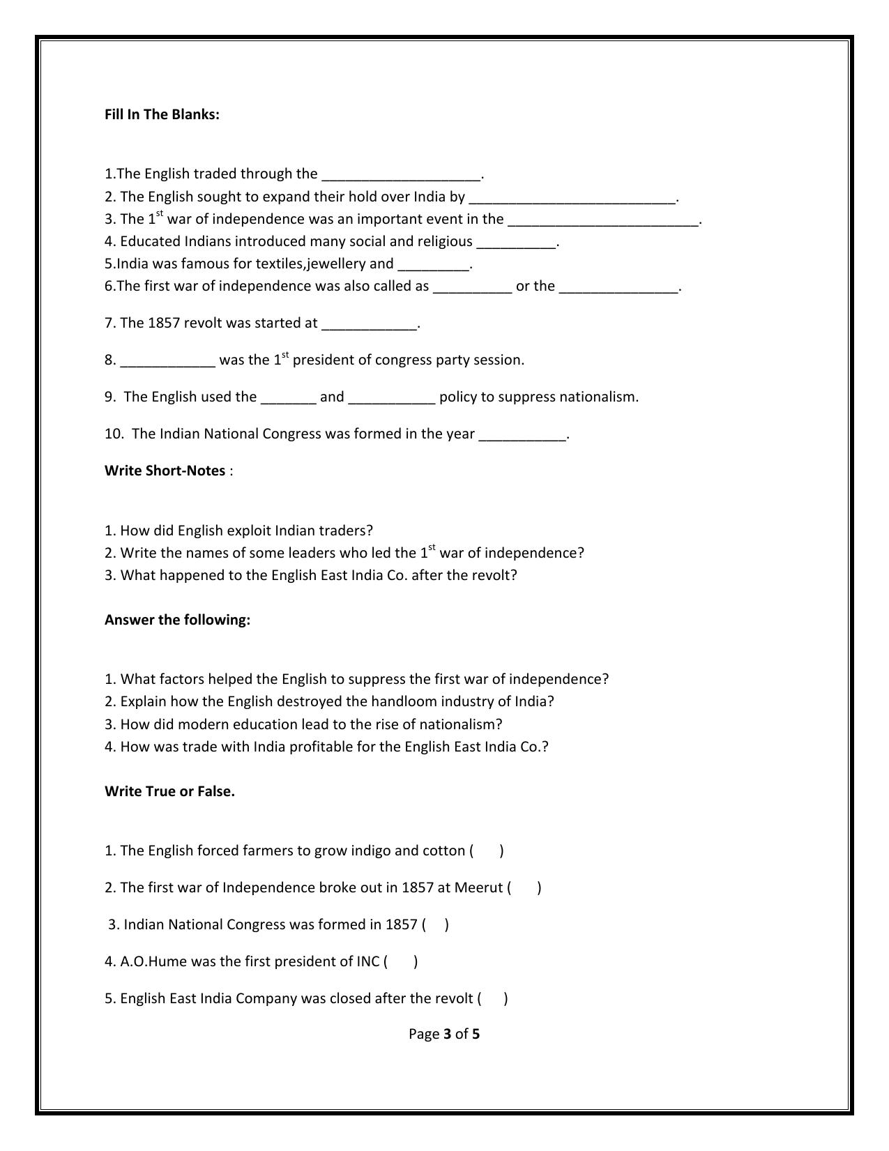 Worksheet for Class 5 Social Science Conquering Distances Assignment - Page 3