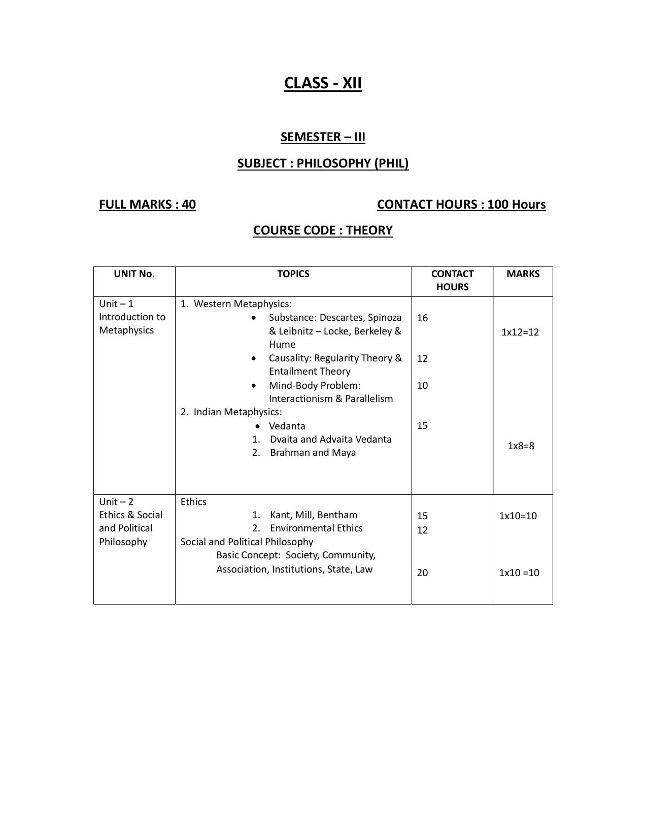 WBCHSE Class 11 & 12 Syllabus for Philosophy (PHIL) (SET III) - Page 6