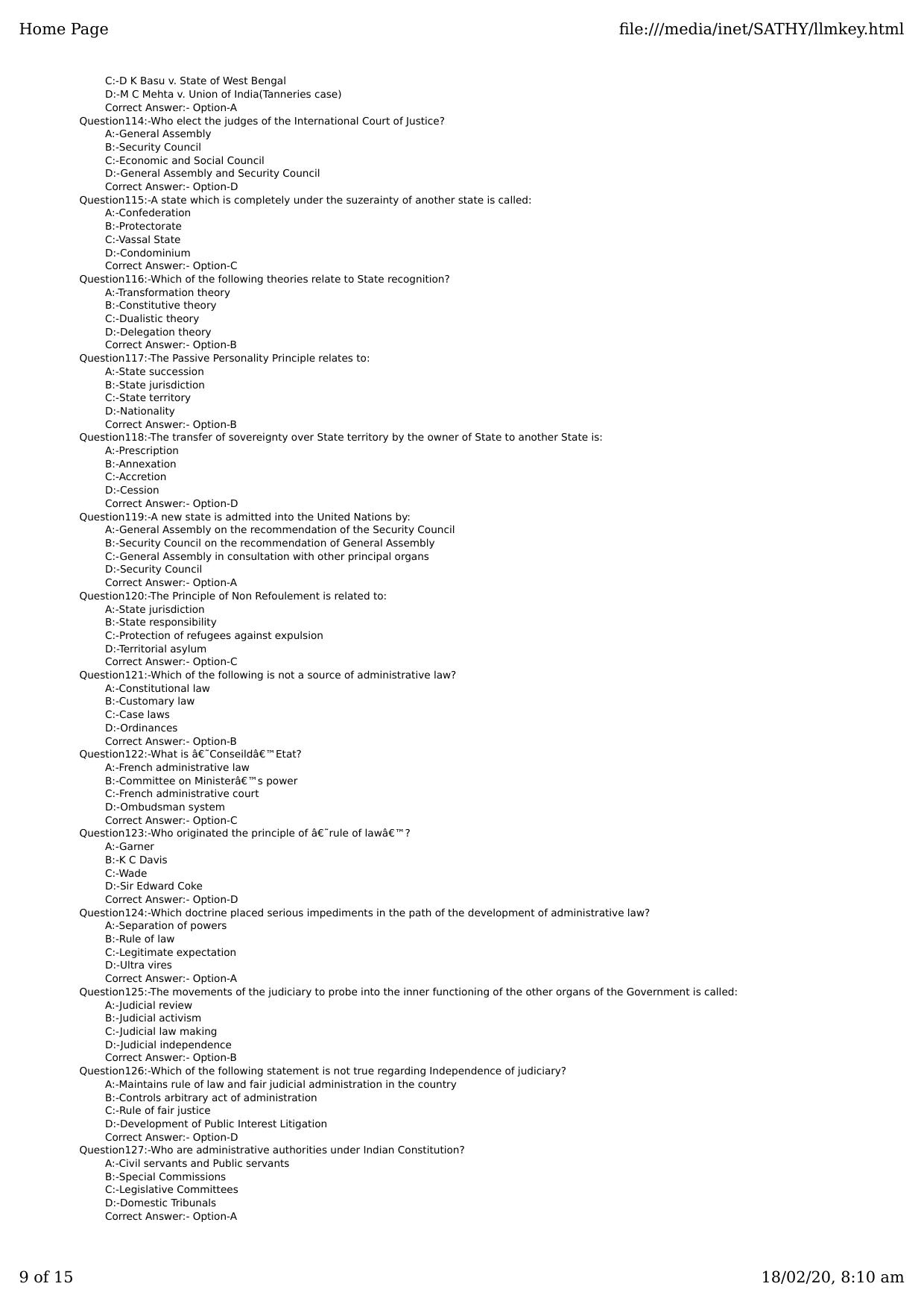 Kerala CEE LLM 2019 Question Paper With Answers - Page 9