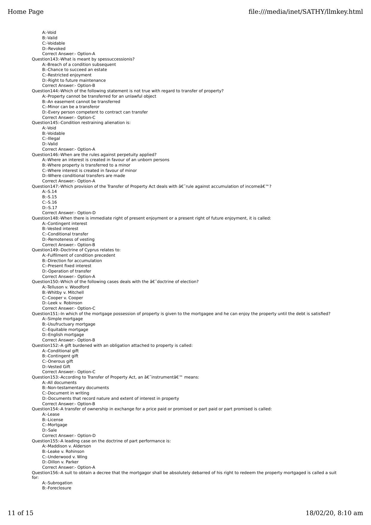 Kerala CEE LLM 2019 Question Paper With Answers - Page 11