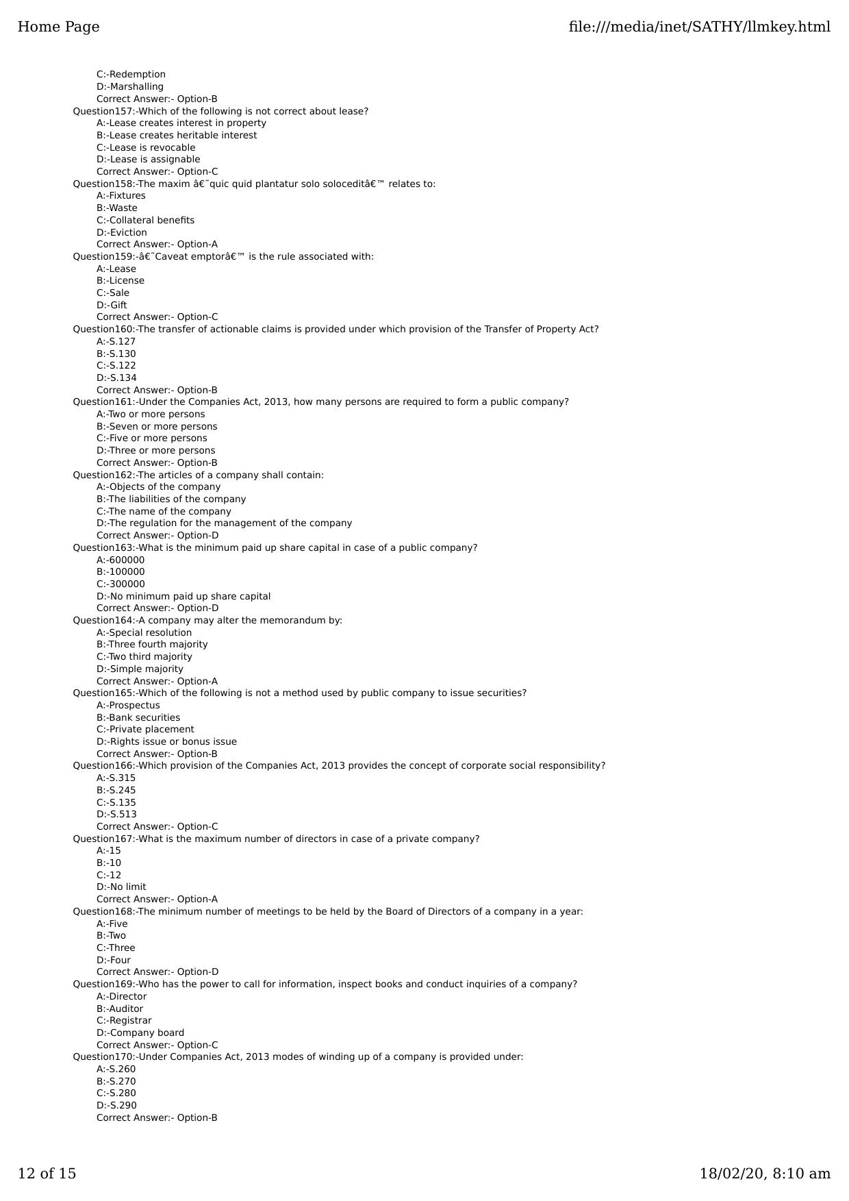 Kerala CEE LLM 2019 Question Paper With Answers - Page 12