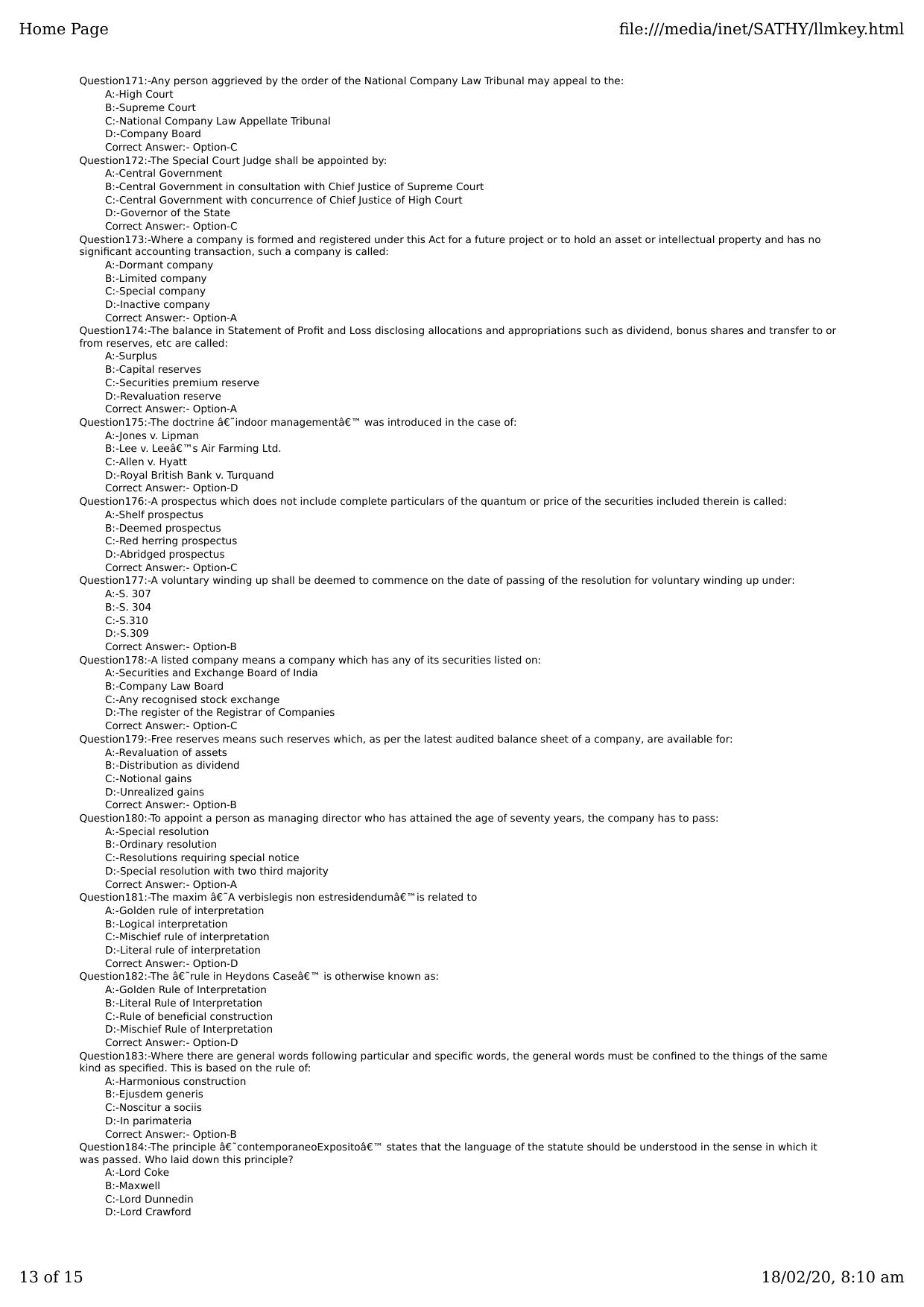 Kerala CEE LLM 2019 Question Paper With Answers - Page 13